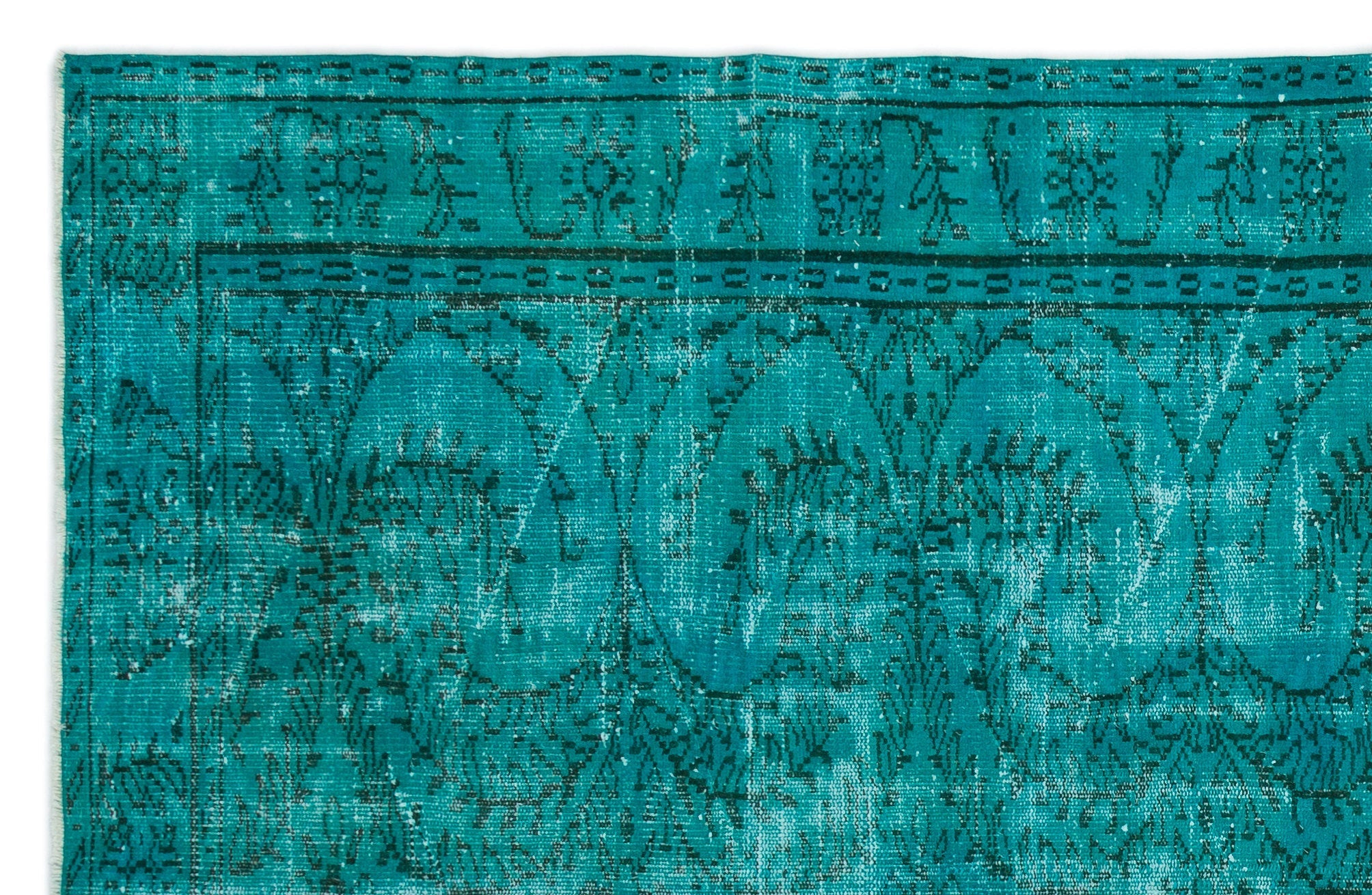Atina Turquoise Vintage Wool Handmade Area Rug 6'0" x 9'3"