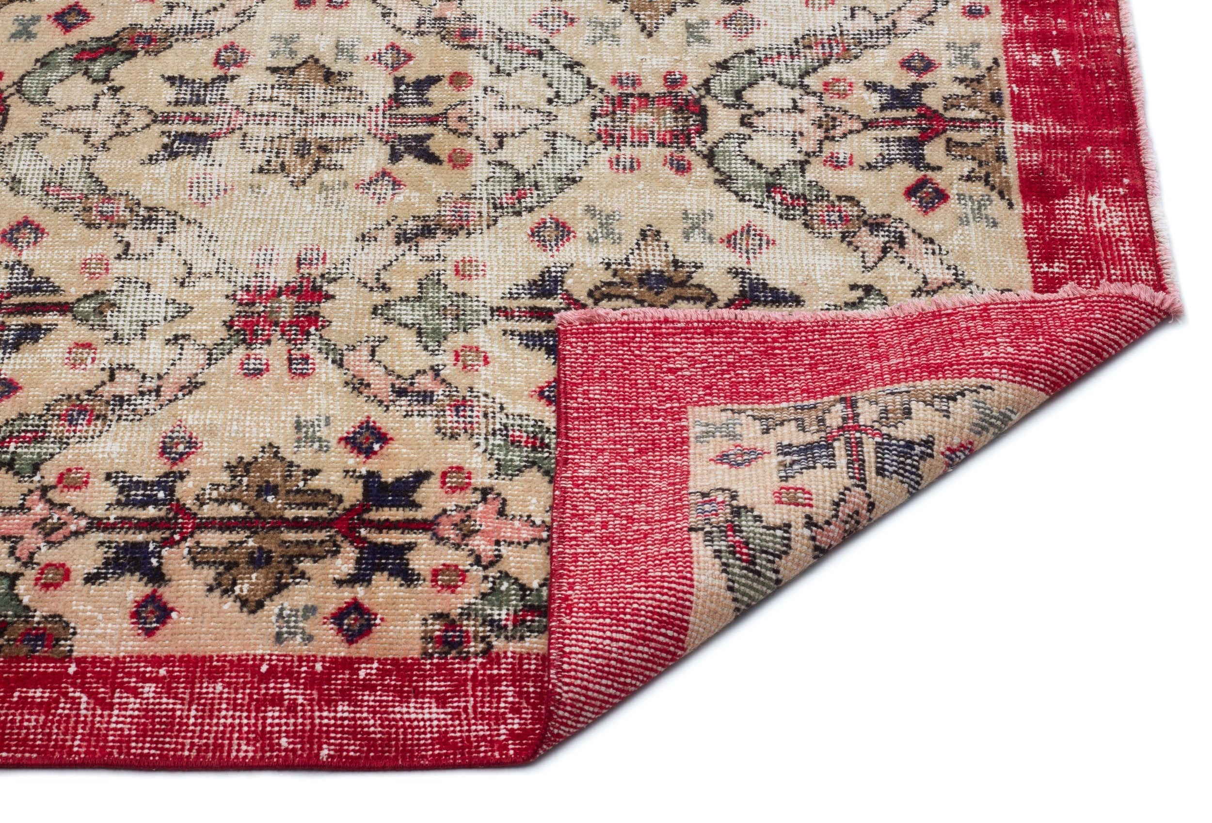 Atina 18338 Beige Vintage Wool Handmade Area Rug 5'3" x 8'6"