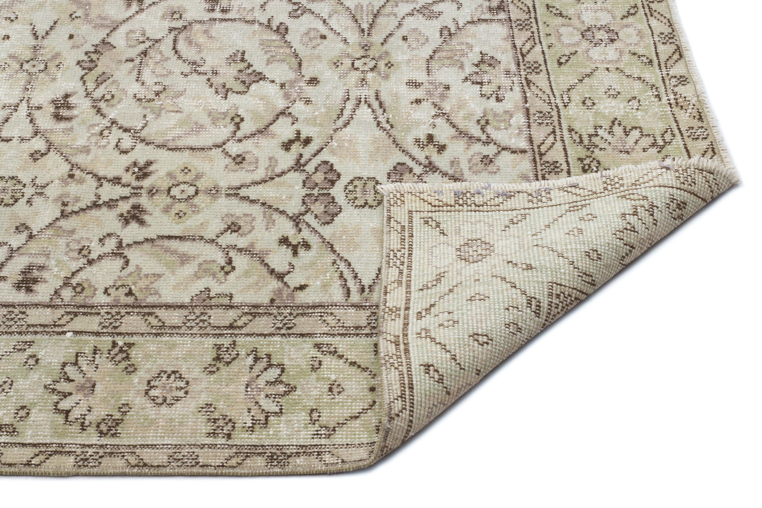 Atina Beige Vintage Wool Handmade Area Rug 6'0" x 9'1"