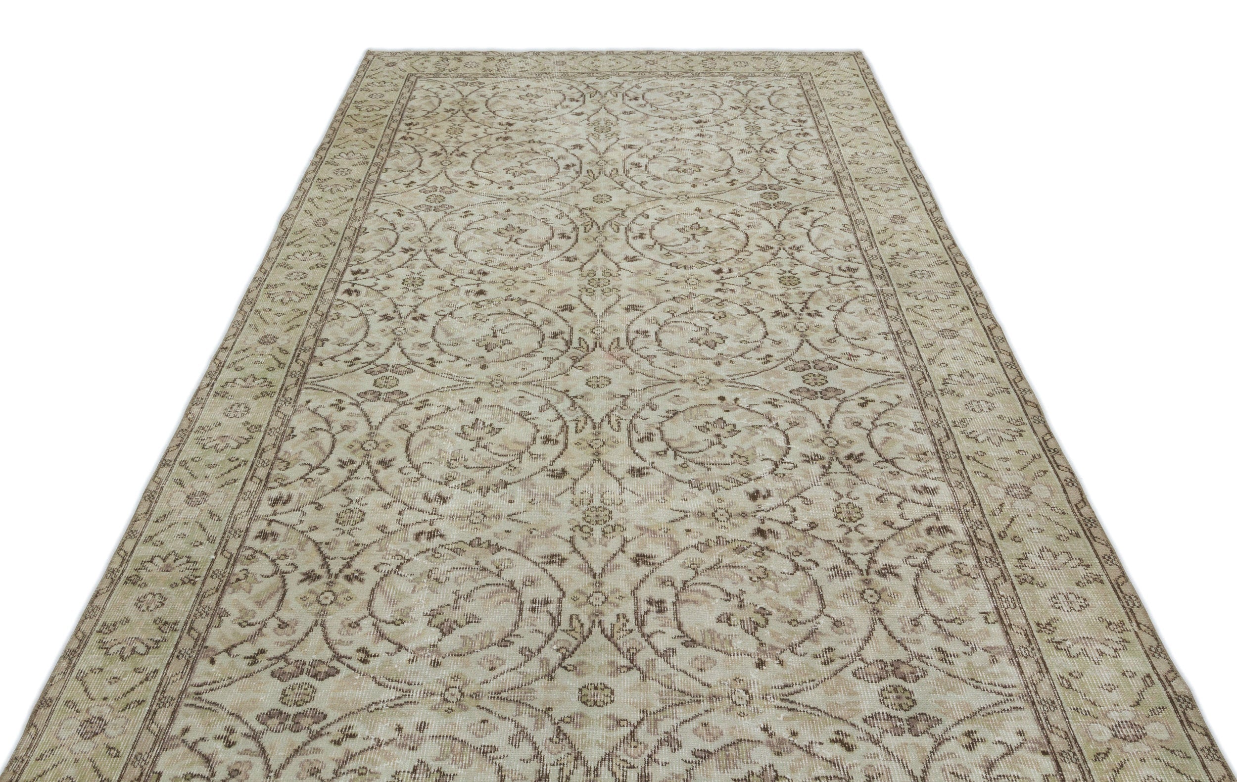 Atina Beige Vintage Wool Handmade Area Rug 6'0" x 9'1"
