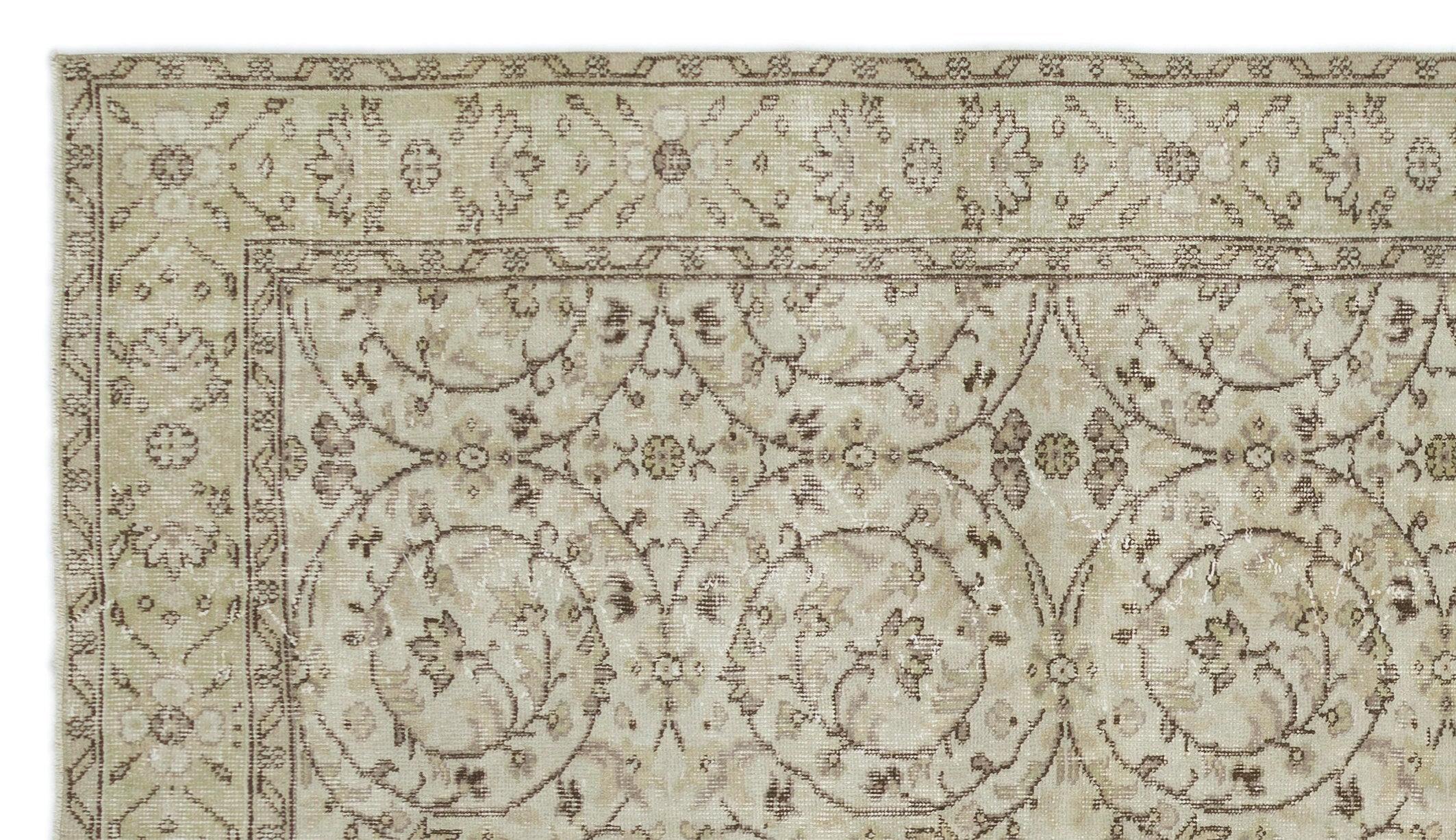 Atina Beige Vintage Wool Handmade Area Rug 6'0" x 9'1"