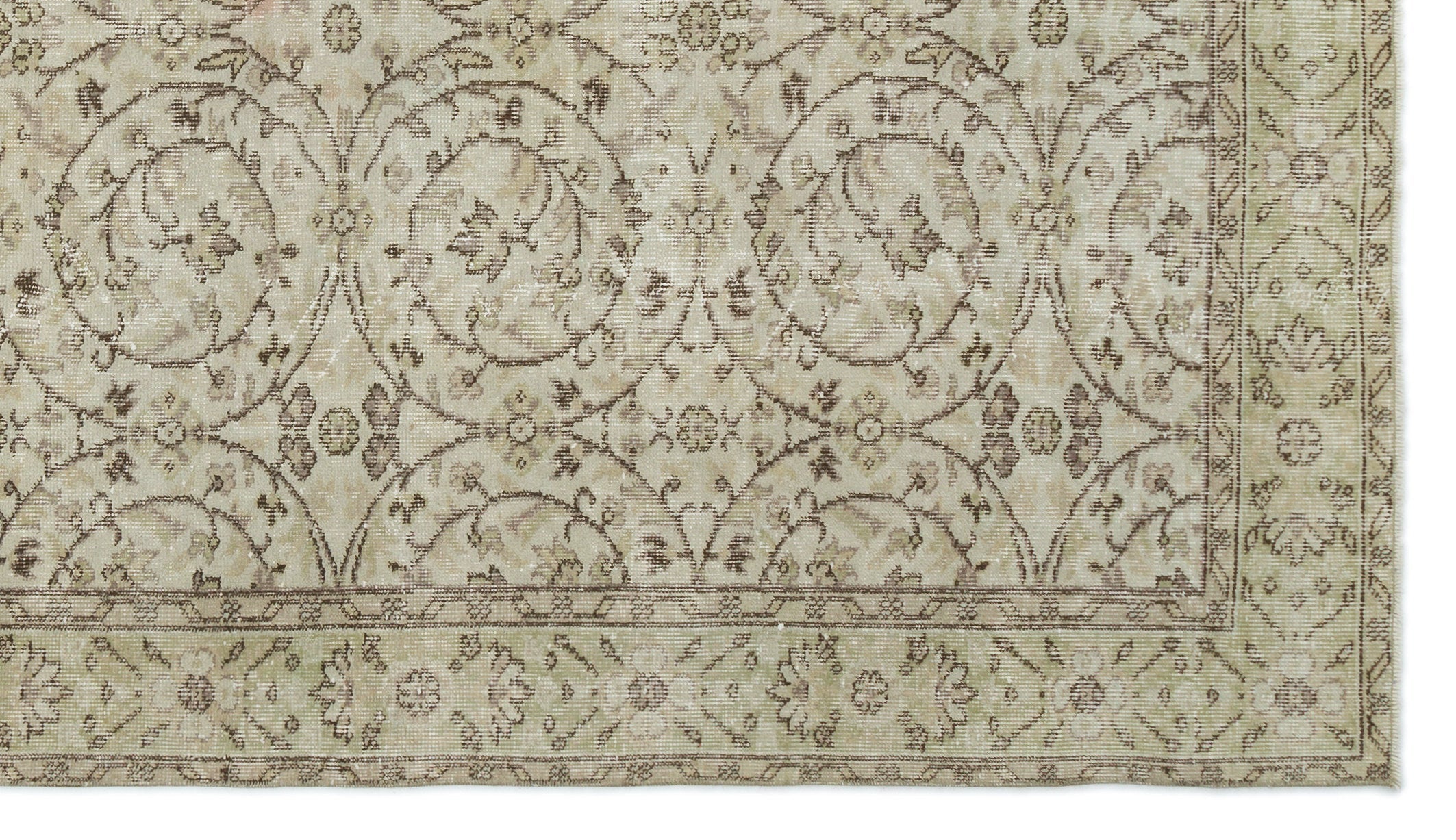 Atina Beige Vintage Wool Handmade Area Rug 6'0" x 9'1"