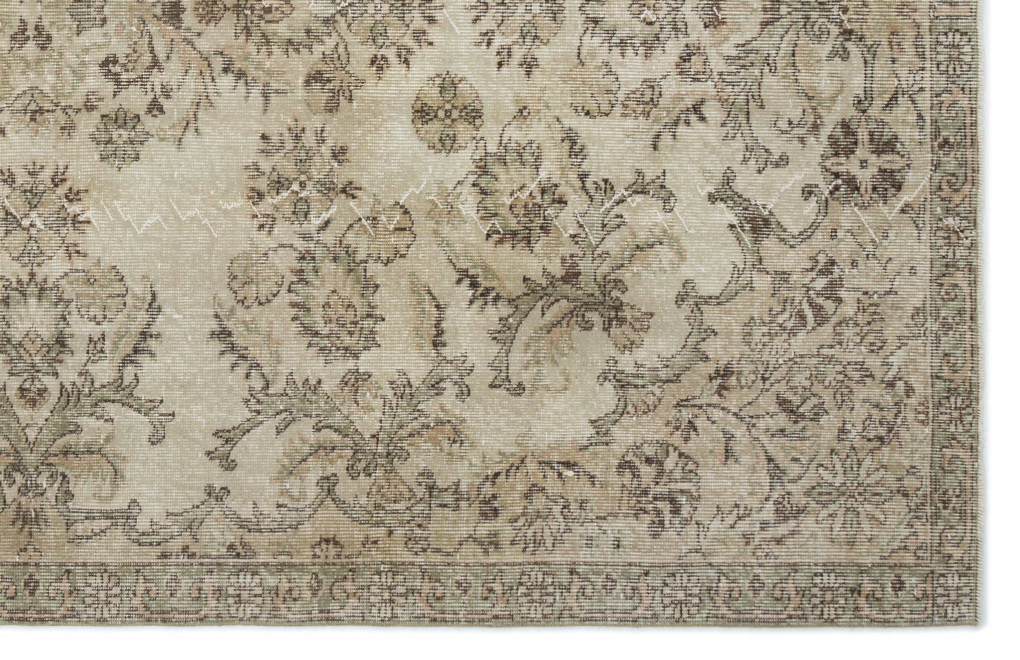Atina Beige Vintage Wool Handmade Area Rug 5'11" x 9'9"