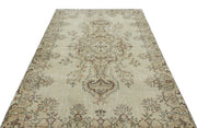 Atina Beige Vintage Wool Handmade Area Rug 5'5" x 8'10"
