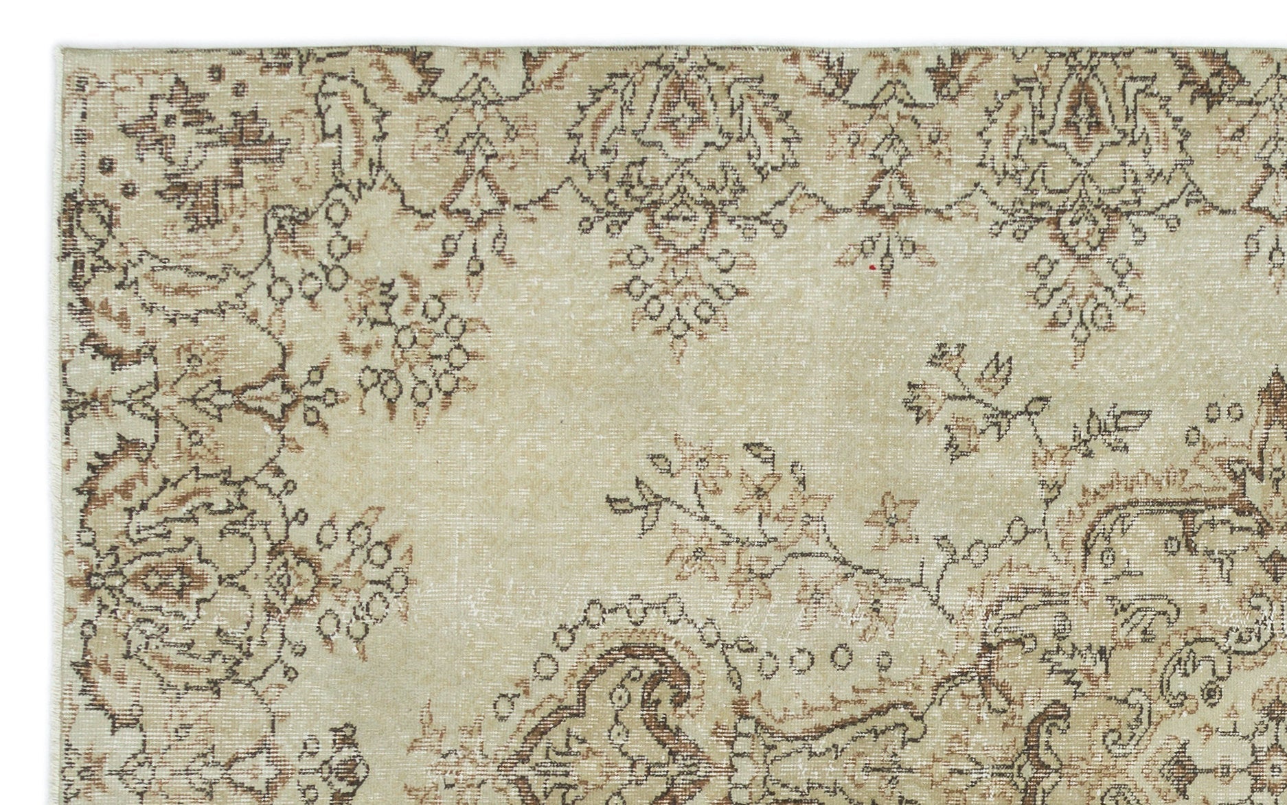 Atina Beige Vintage Wool Handmade Area Rug 5'5" x 8'10"