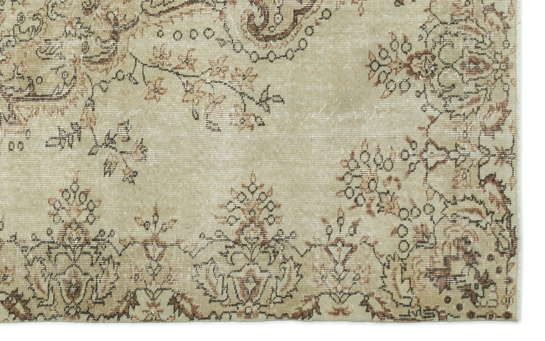 Atina Beige Vintage Wool Handmade Area Rug 5'5" x 8'10"