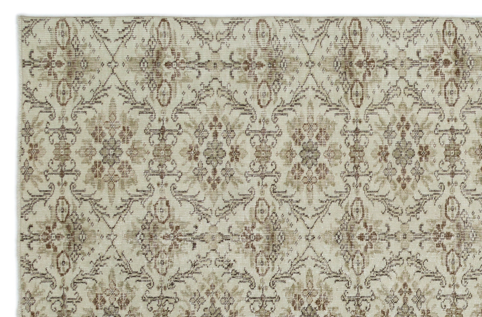 Atina Beige Vintage Wool Handmade Area Rug 6'2" x 9'1"