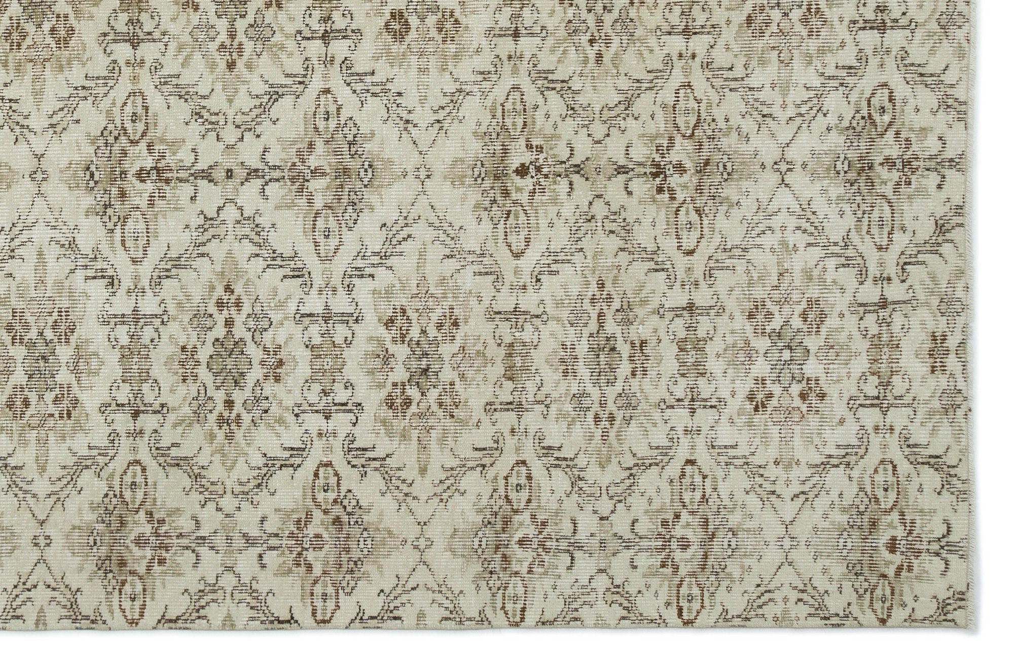 Atina Beige Vintage Wool Handmade Area Rug 6'2" x 9'1"