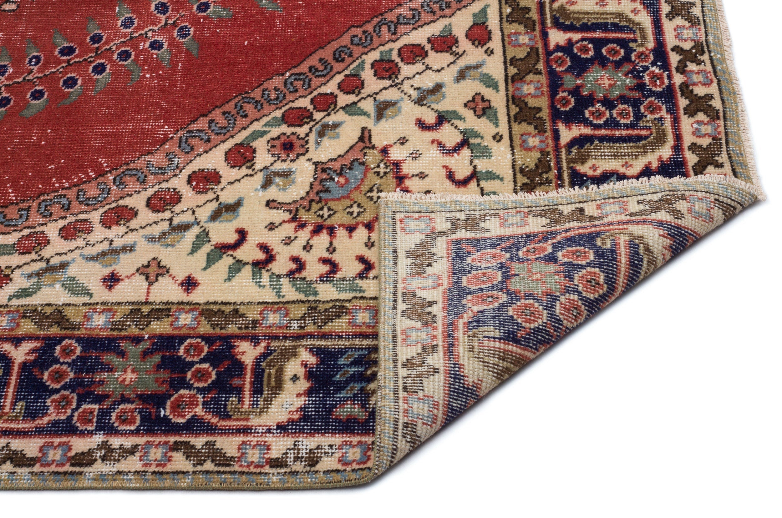 Atina 18353 Beige Vintage Wool Handmade Area Rug 5'8" x 8'10"