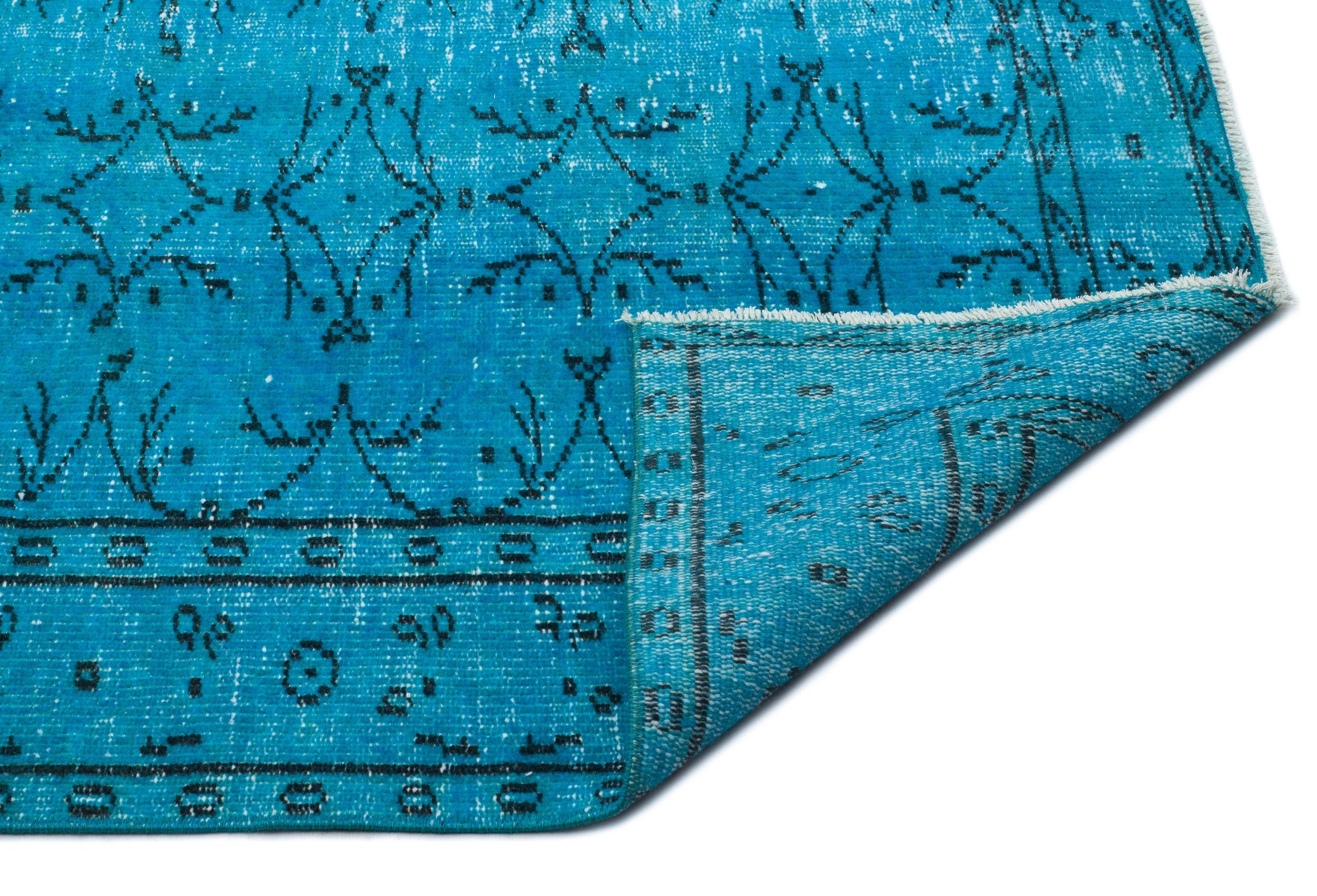 Atina Turquoise Vintage Wool Handmade Area Rug 5'10" x 9'6"
