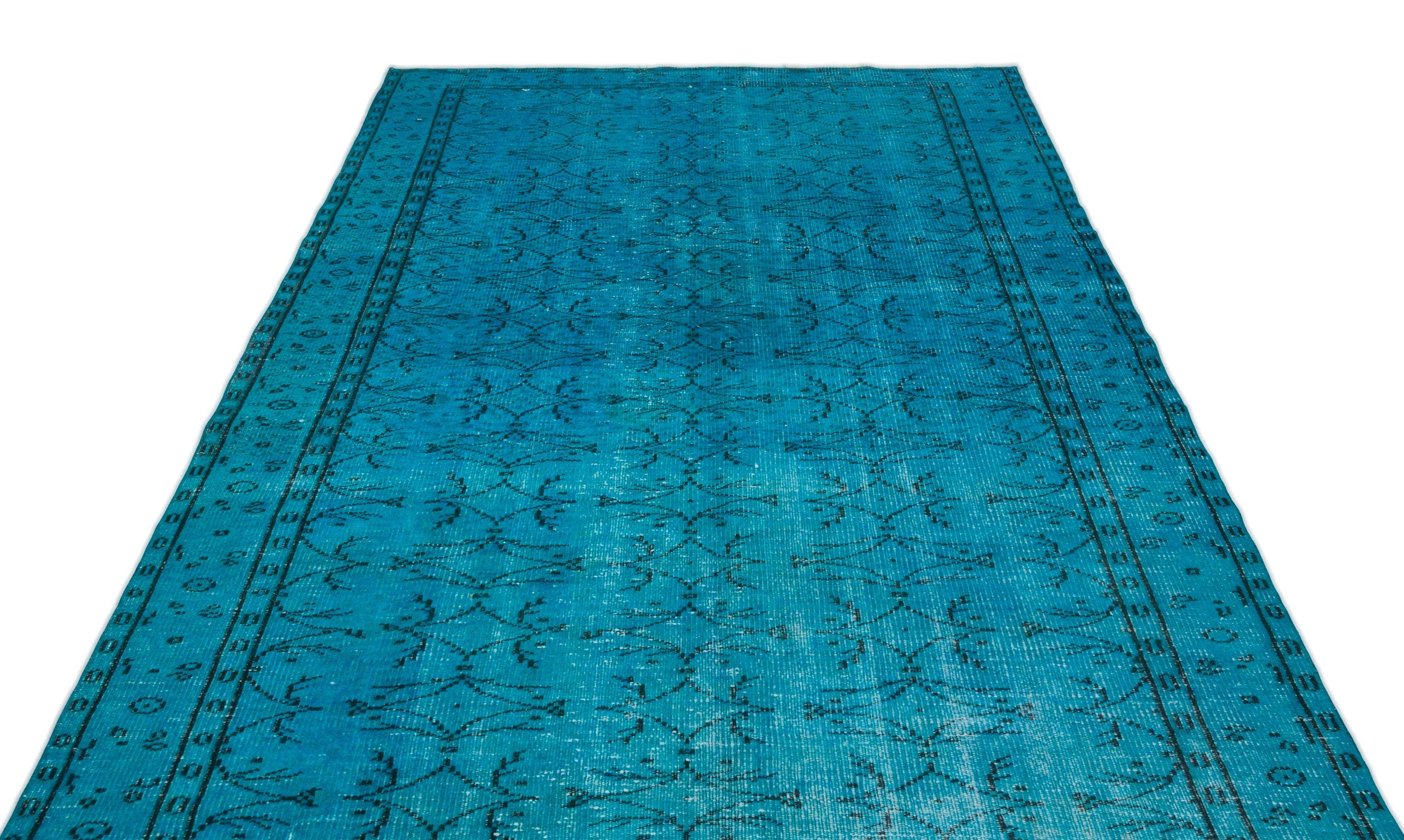 Atina Turquoise Vintage Wool Handmade Area Rug 5'10" x 9'6"
