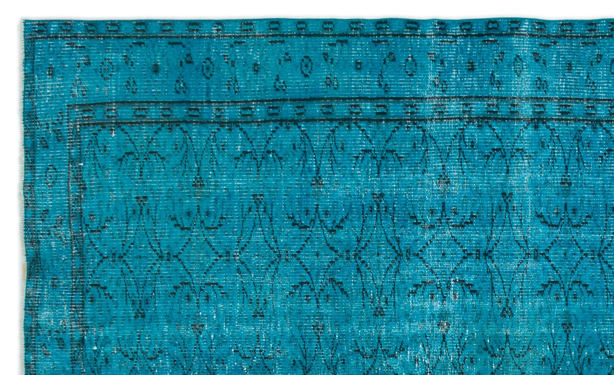 Atina Turquoise Vintage Wool Handmade Area Rug 5'10" x 9'6"