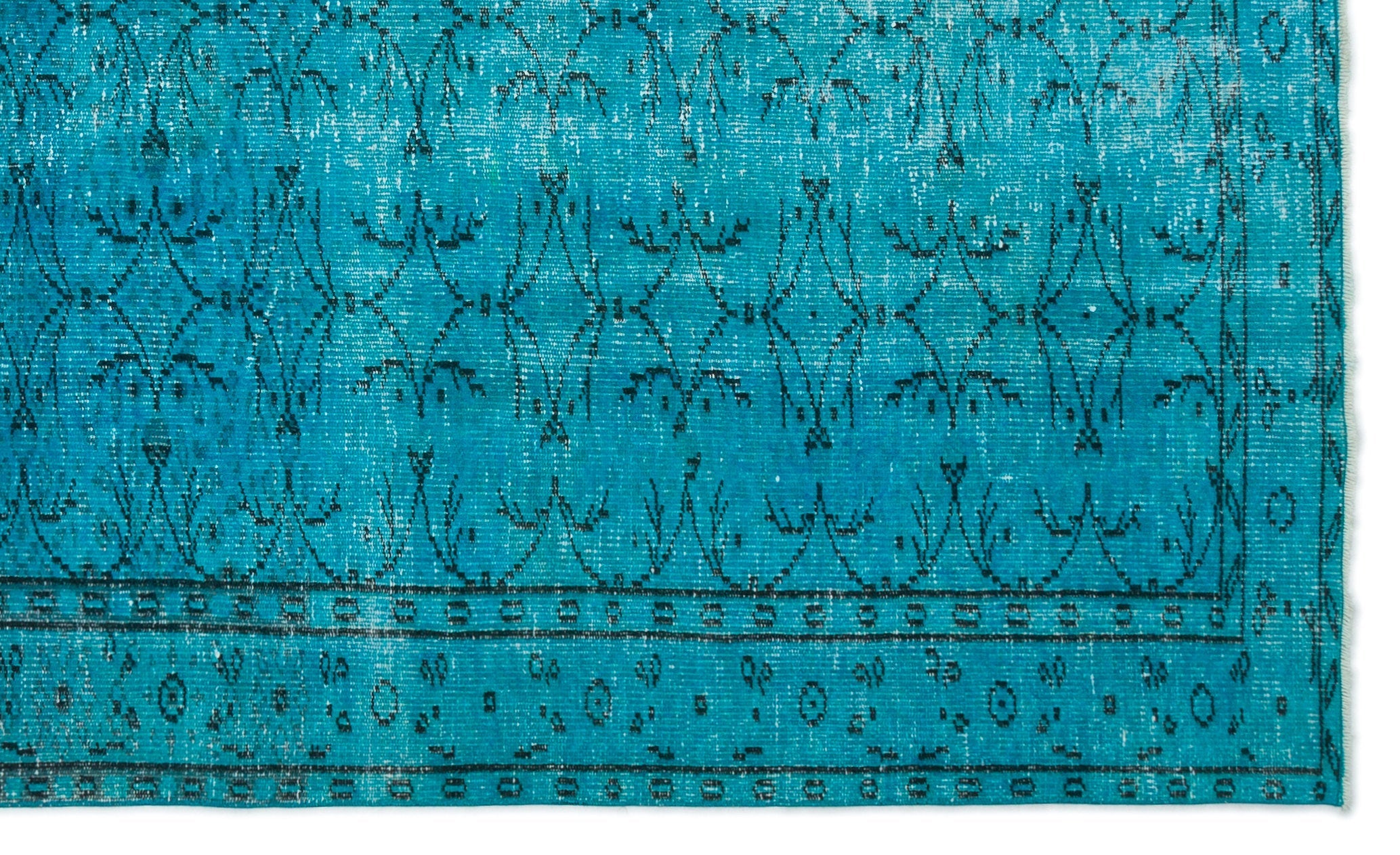 Atina Turquoise Vintage Wool Handmade Area Rug 5'10" x 9'6"