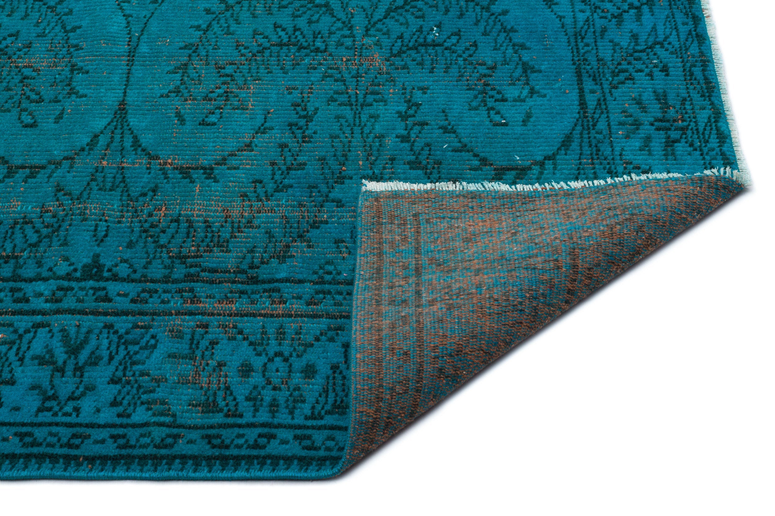 Atina Turquoise Vintage Wool Handmade Area Rug 5'5" x 9'11"