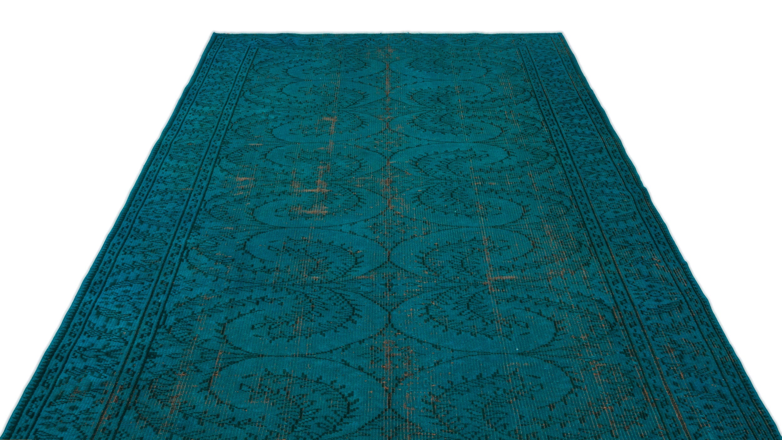 Atina Turquoise Vintage Wool Handmade Area Rug 5'5" x 9'11"