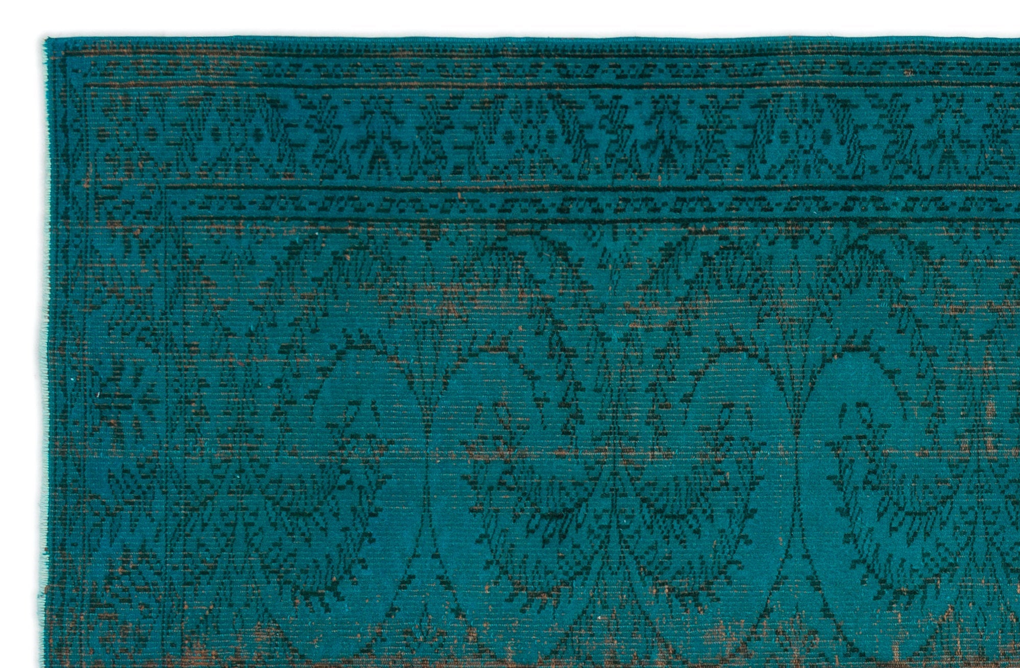 Atina Turquoise Vintage Wool Handmade Area Rug 5'5" x 9'11"
