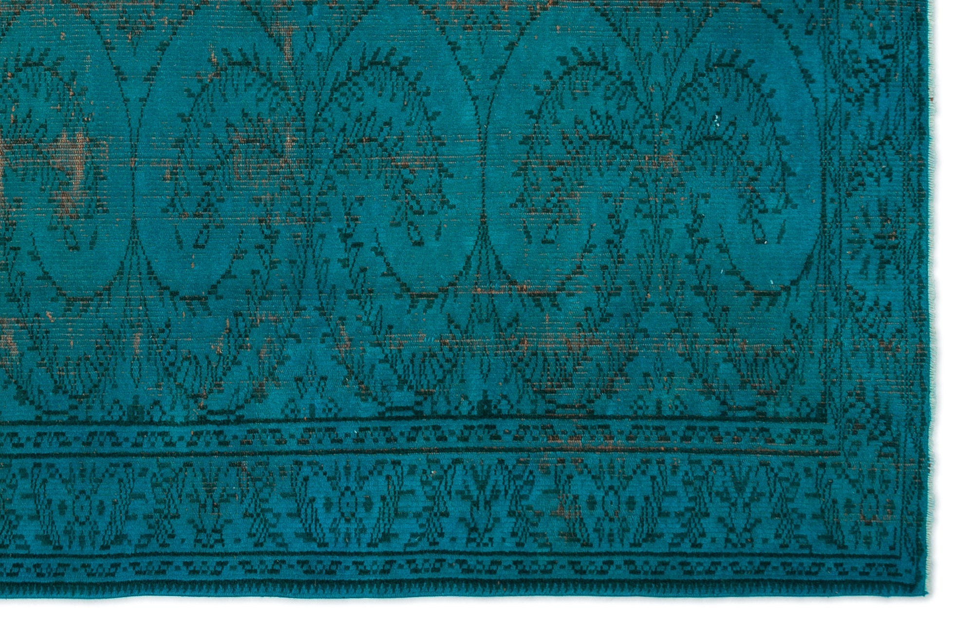 Atina Turquoise Vintage Wool Handmade Area Rug 5'5" x 9'11"