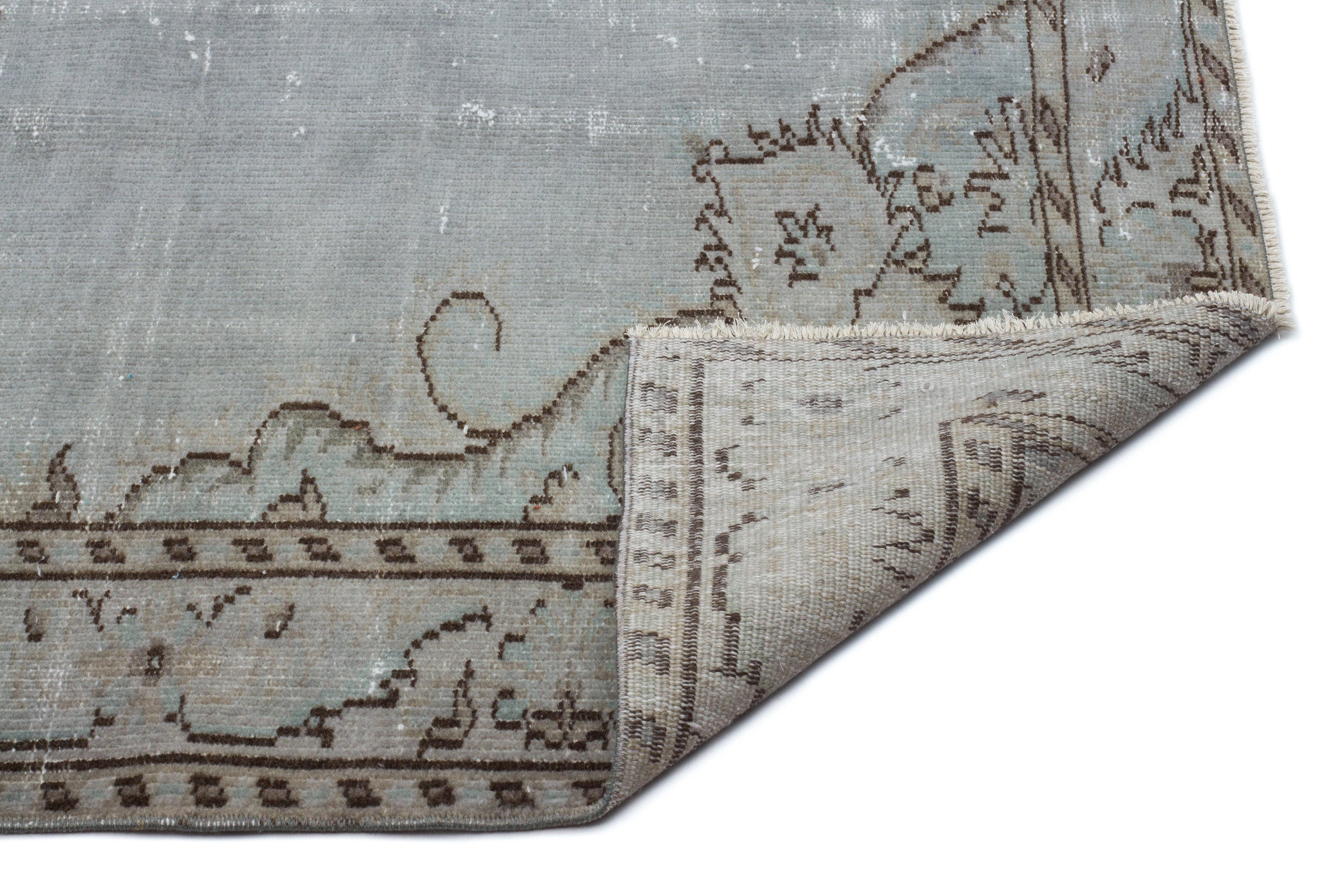 Atina Grey Vintage Wool Handmade Area Rug 5'4" x 9'8"