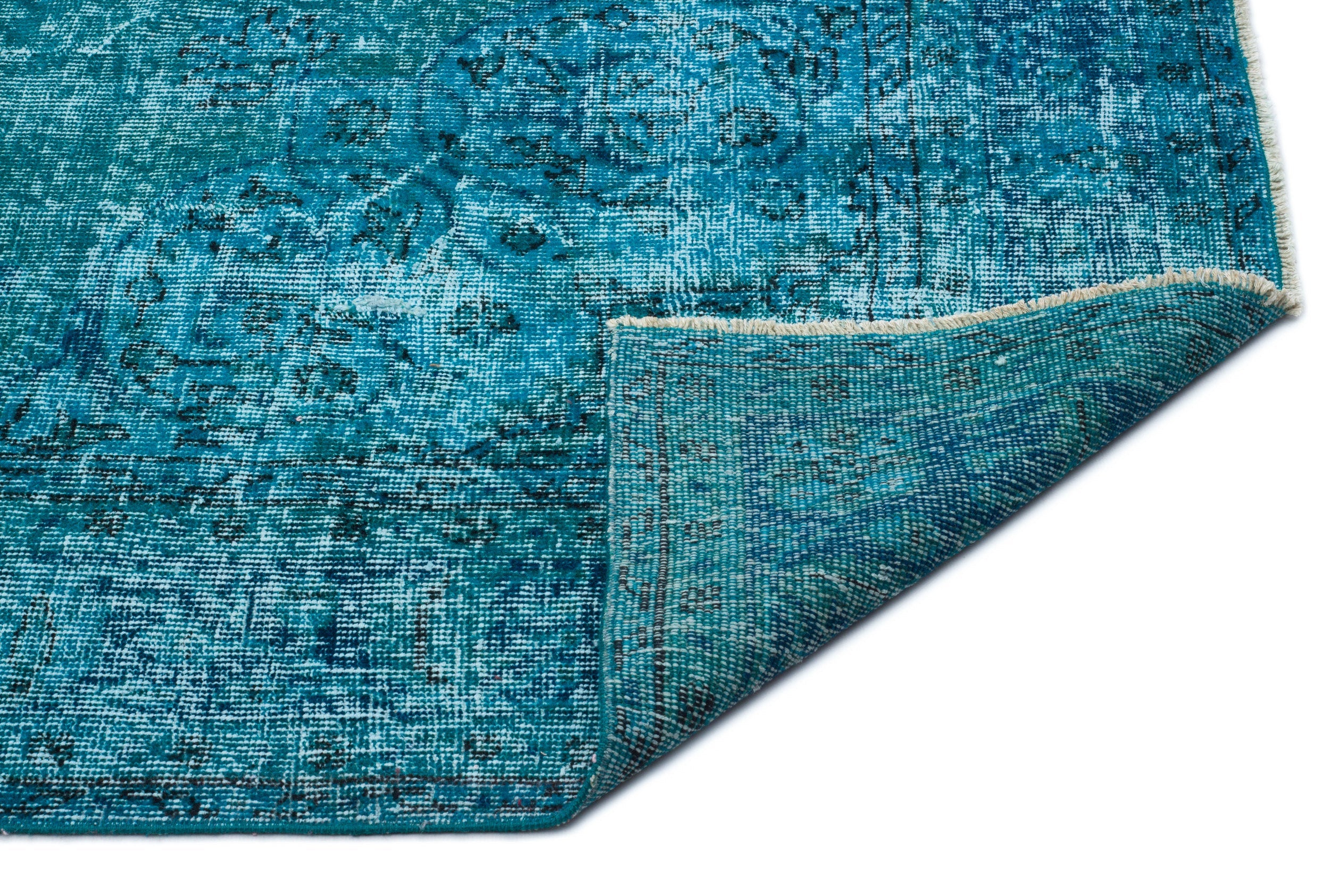 Atina Turquoise Vintage Wool Handmade Area Rug 7'2" x 10'2"