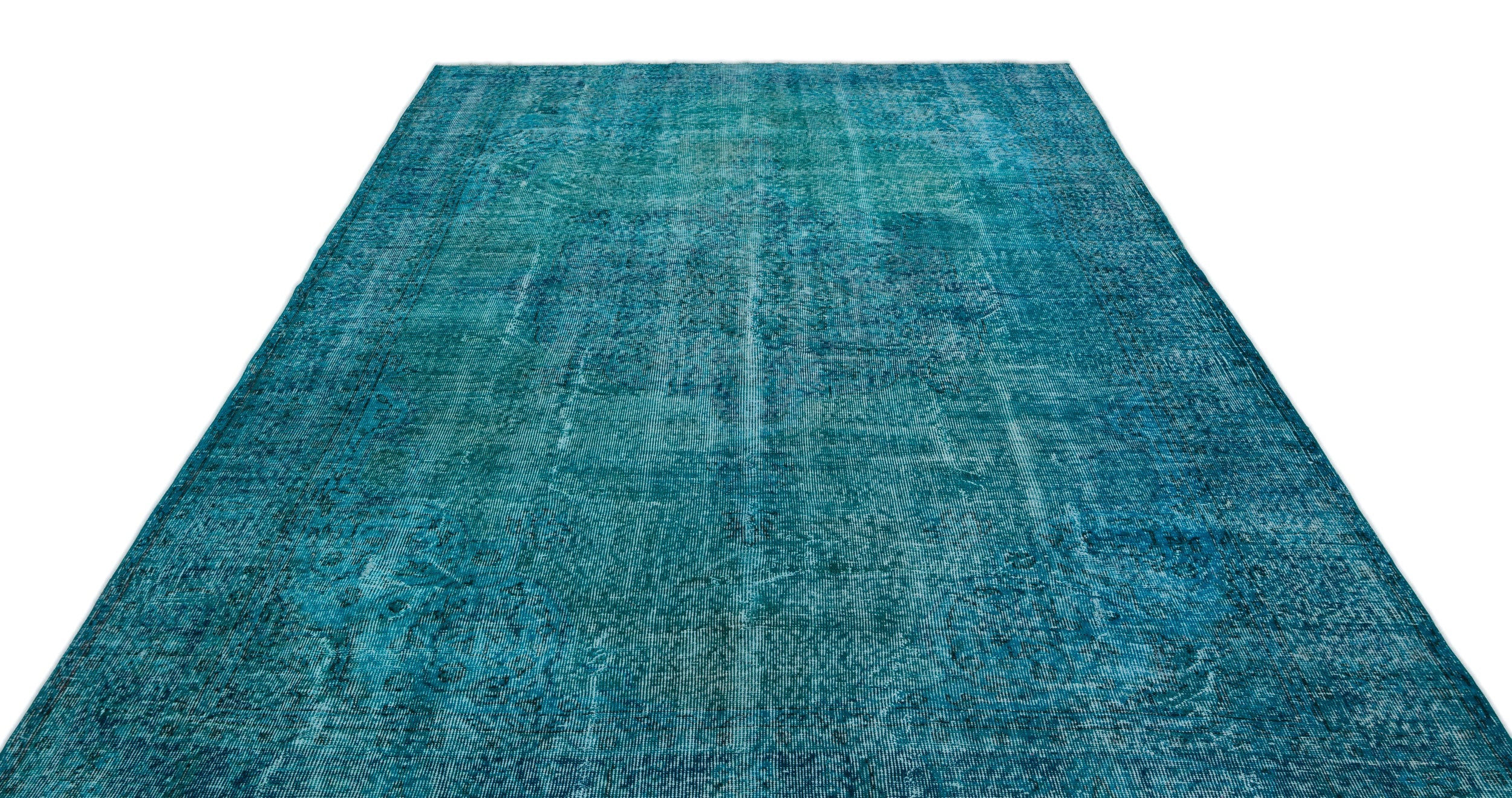 Atina Turquoise Vintage Wool Handmade Area Rug 7'2" x 10'2"
