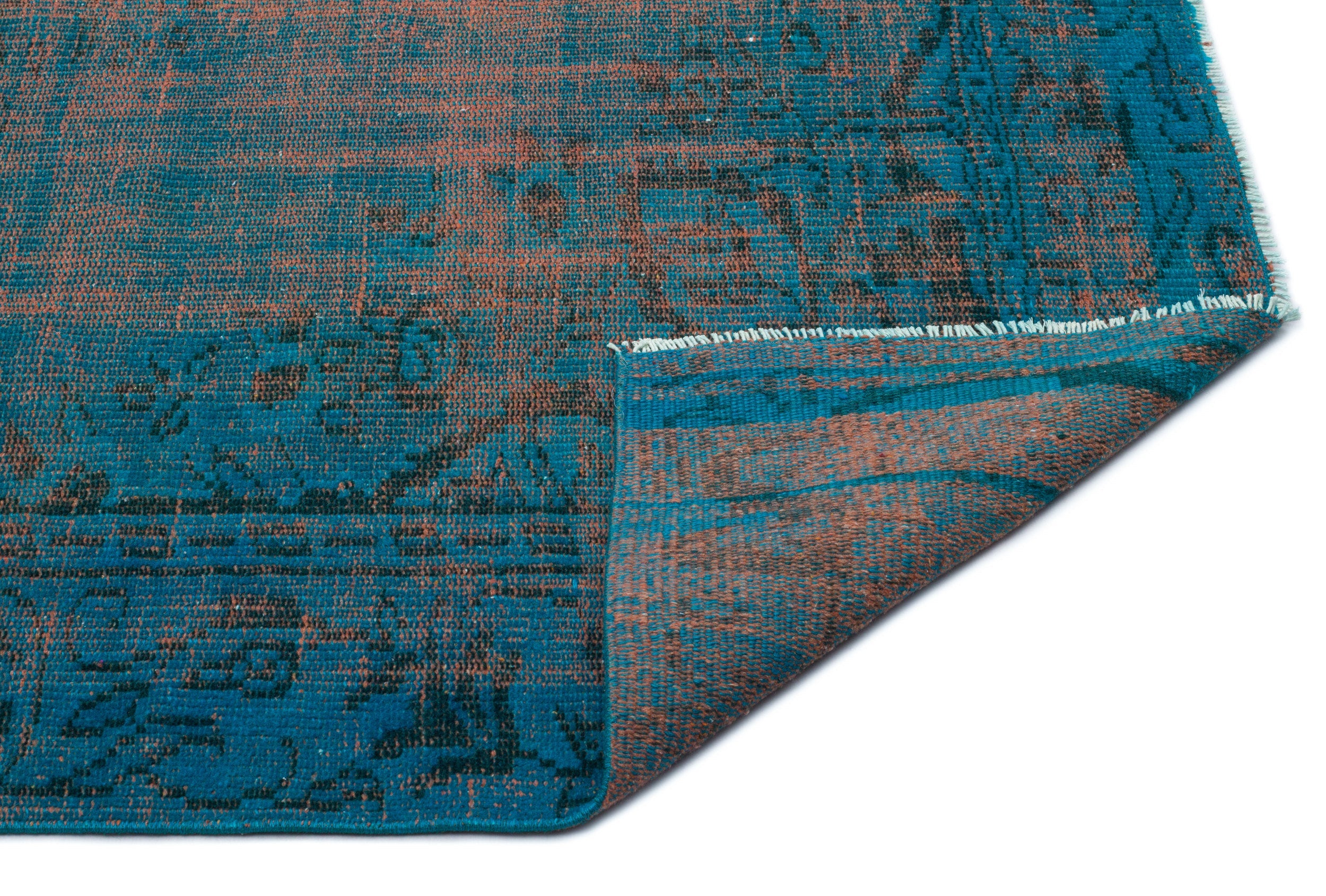 Atina 18390 Turquoise Vintage Wool Handmade Area Rug 5'6" x 8'4"