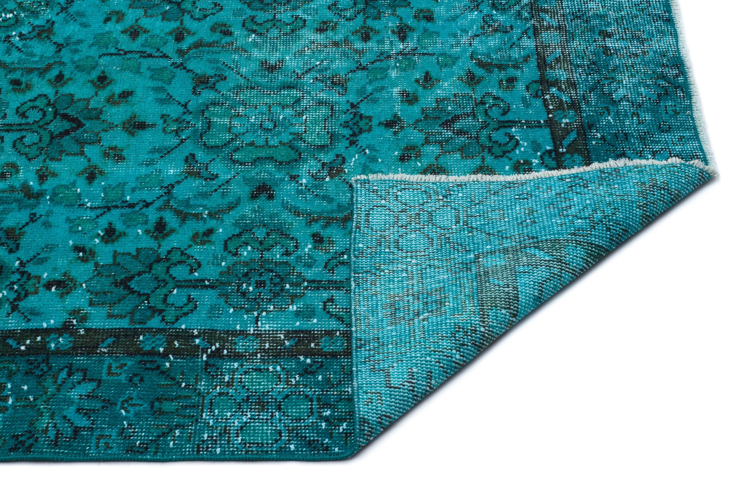 Atina Turquoise Vintage Wool Handmade Area Rug 5'3" x 9'3"