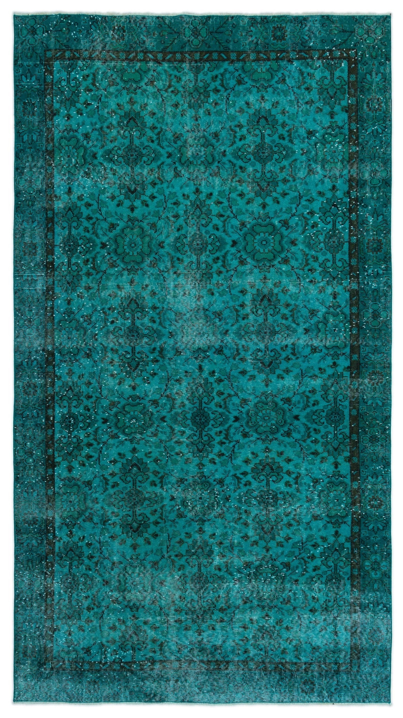 Atina Turquoise Vintage Wool Handmade Area Rug 5'3" x 9'3"
