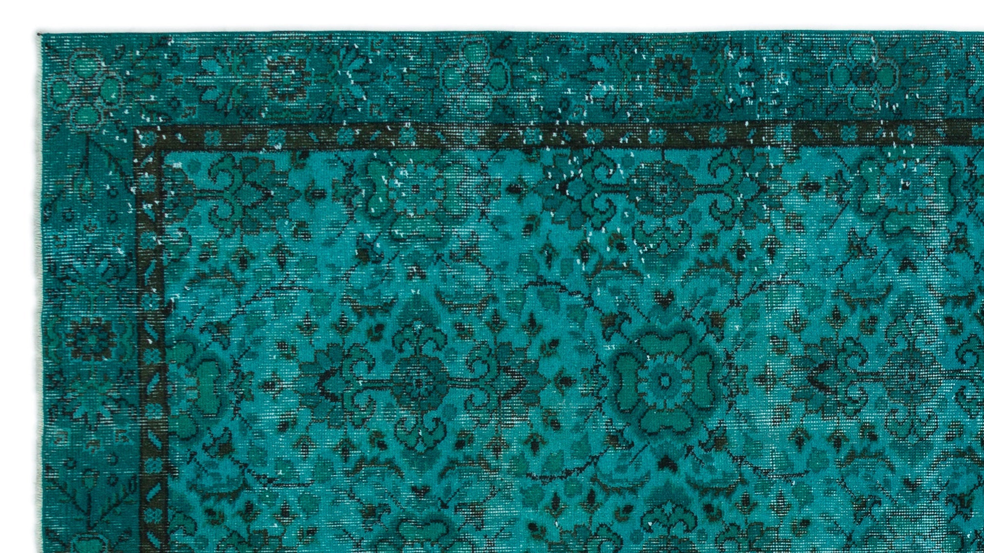 Atina Turquoise Vintage Wool Handmade Area Rug 5'3" x 9'3"