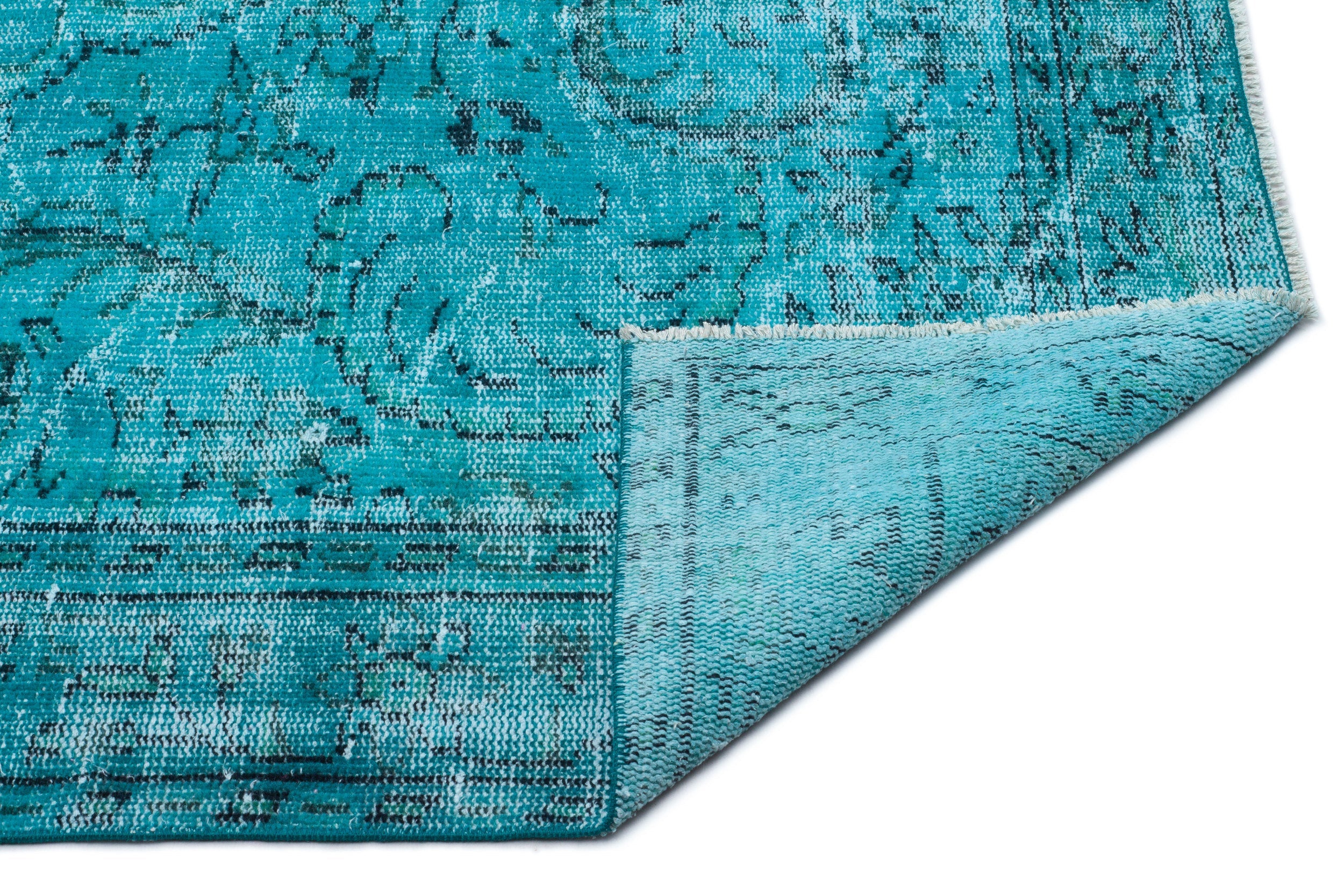 Atina Turquoise Vintage Wool Handmade Area Rug 5'4" x 8'11"