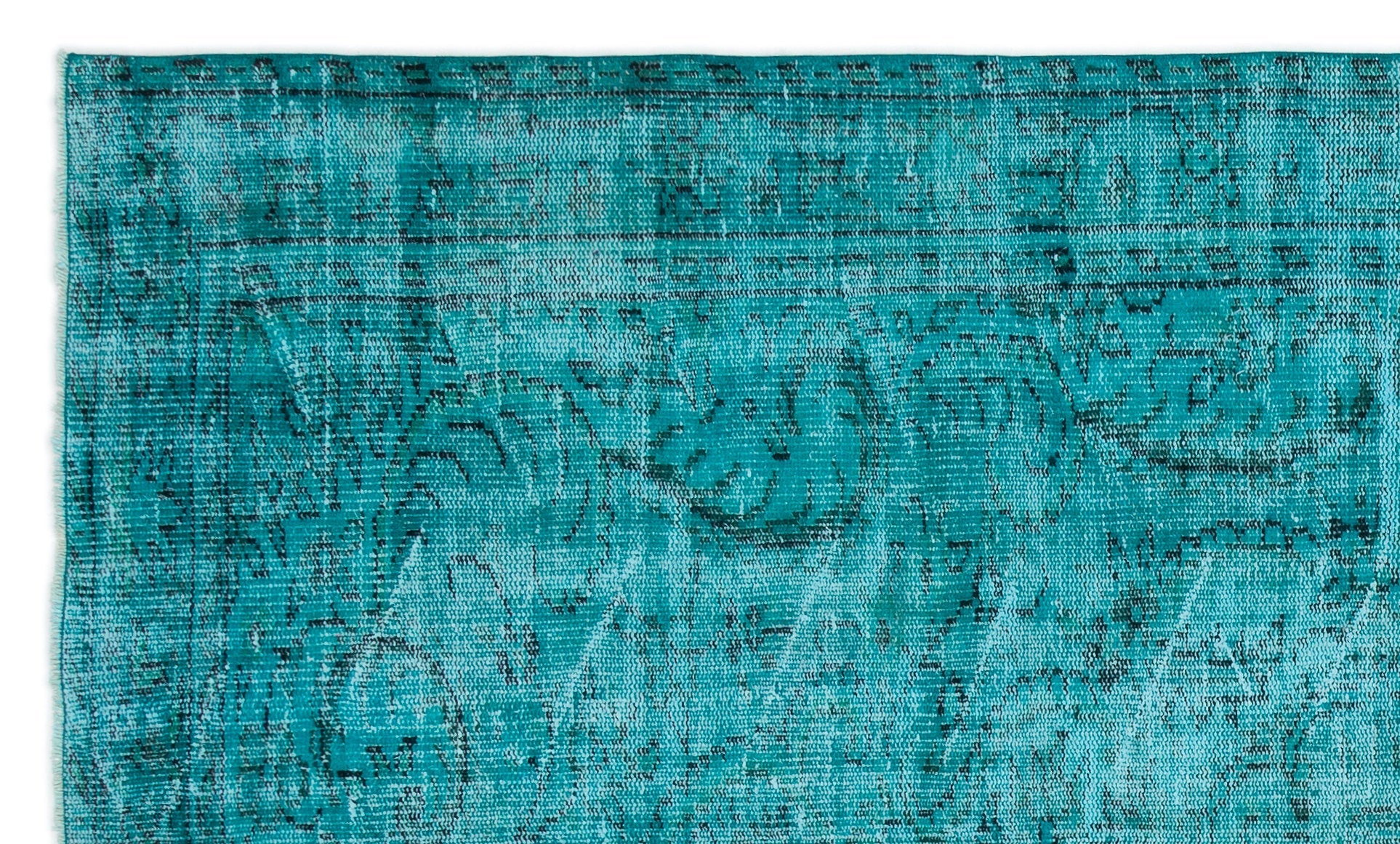 Atina Turquoise Vintage Wool Handmade Area Rug 5'4" x 8'11"