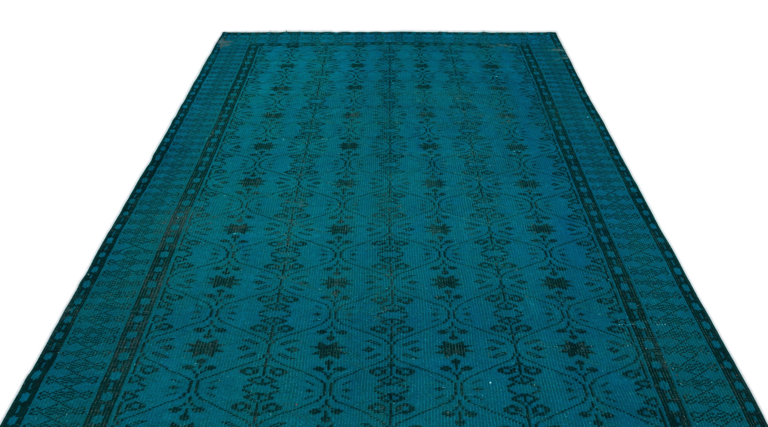 Atina Turquoise Vintage Wool Handmade Area Rug 6'4" x 9'5"