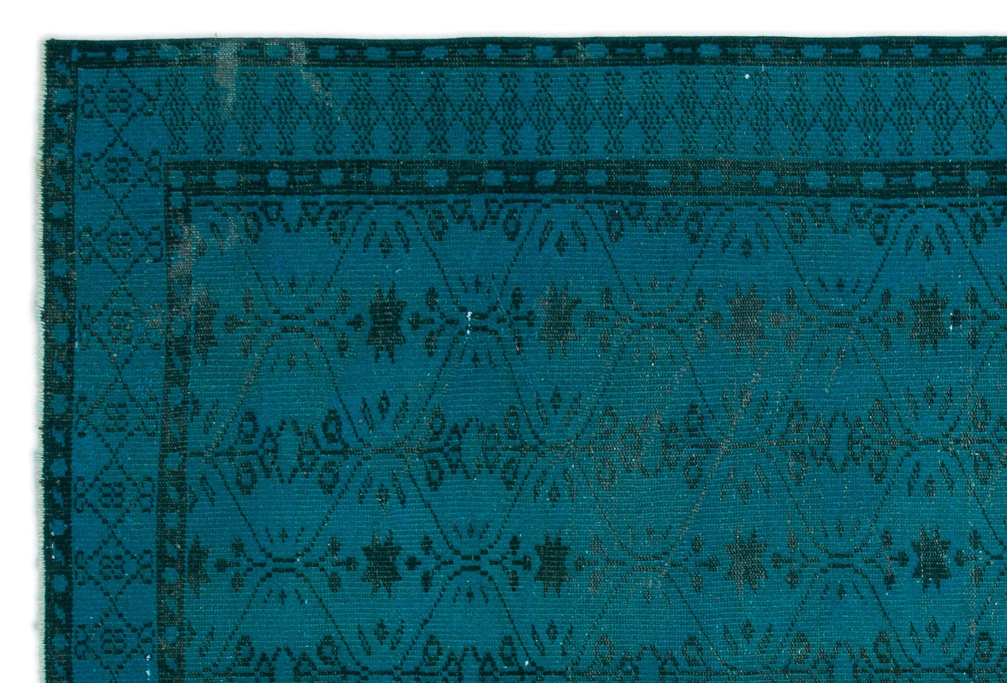 Atina Turquoise Vintage Wool Handmade Area Rug 6'4" x 9'5"