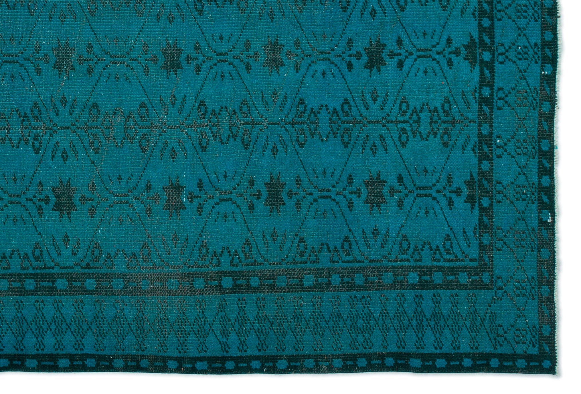 Atina Turquoise Vintage Wool Handmade Area Rug 6'4" x 9'5"