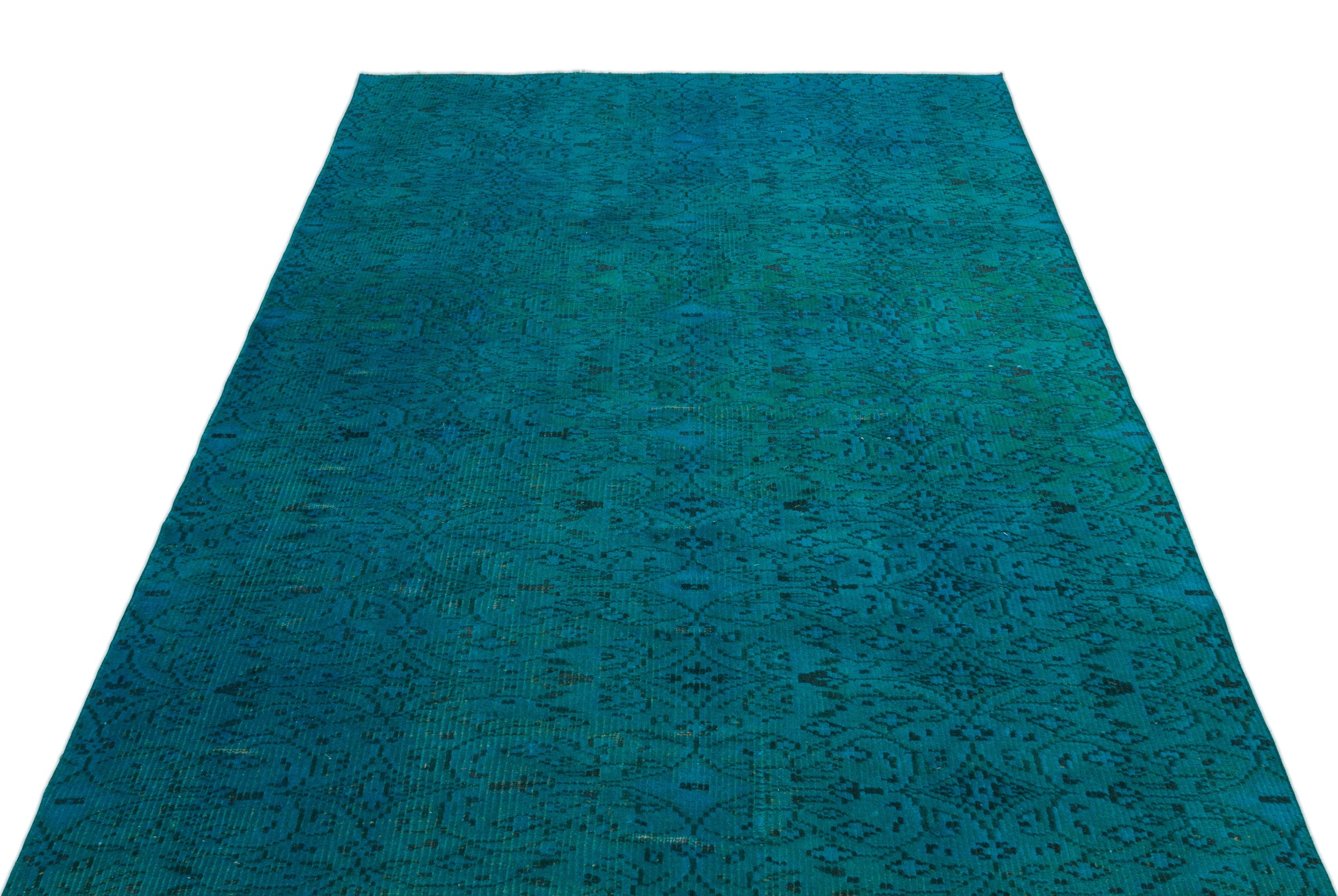 Atina Turquoise Vintage Wool Handmade Area Rug 5'3" x 8'4"