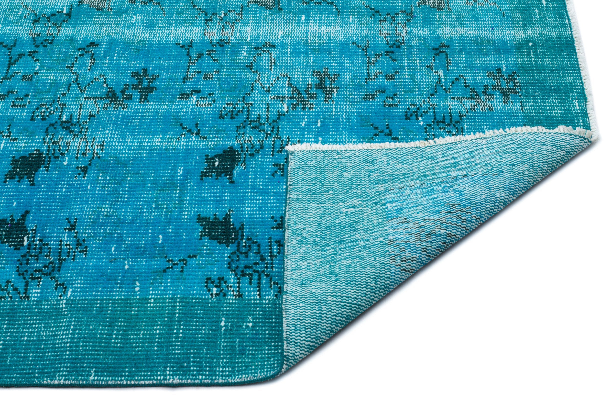 Atina Turquoise Vintage Wool Handmade Area Rug 5'6" x 8'8"