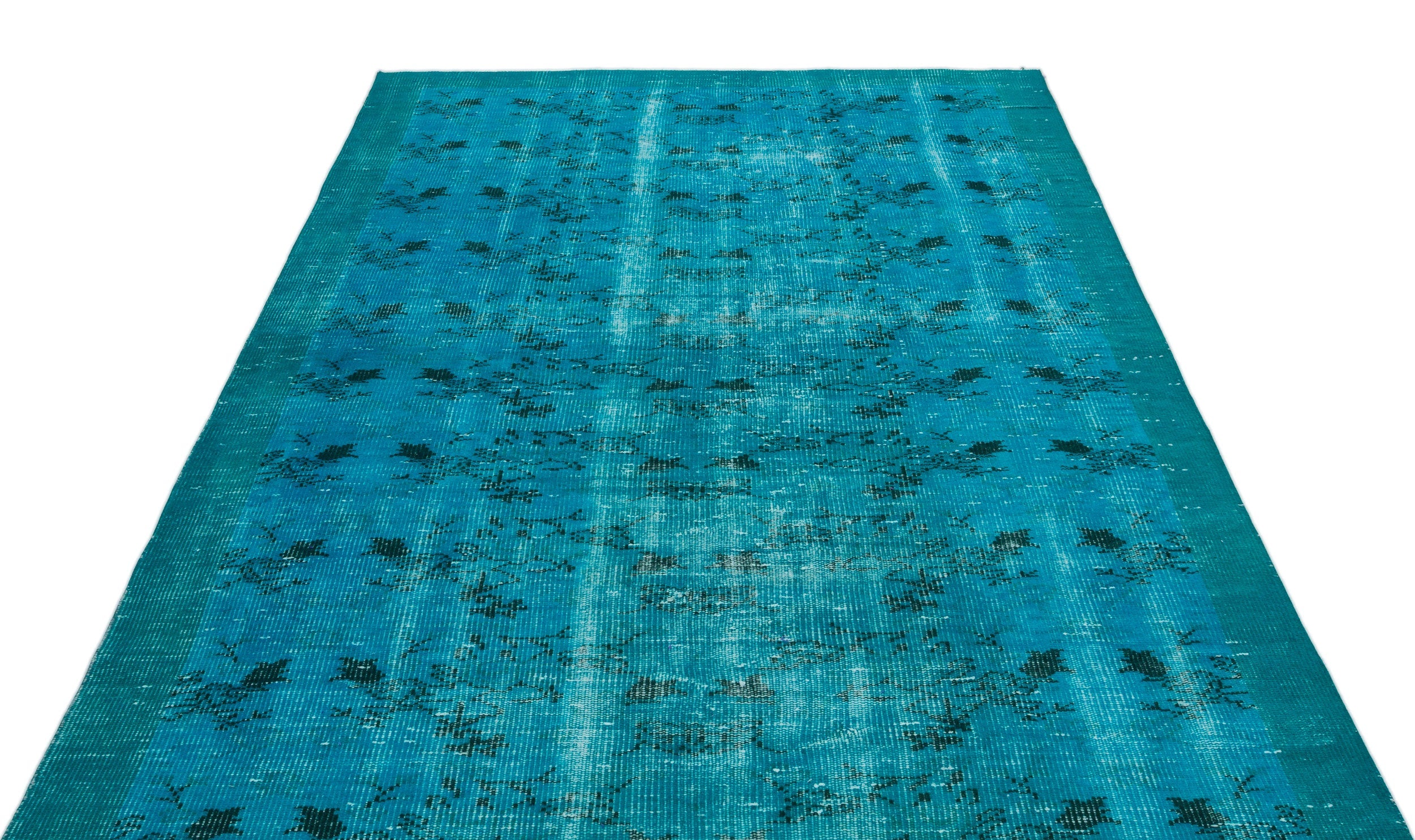 Atina Turquoise Vintage Wool Handmade Area Rug 5'6" x 8'8"