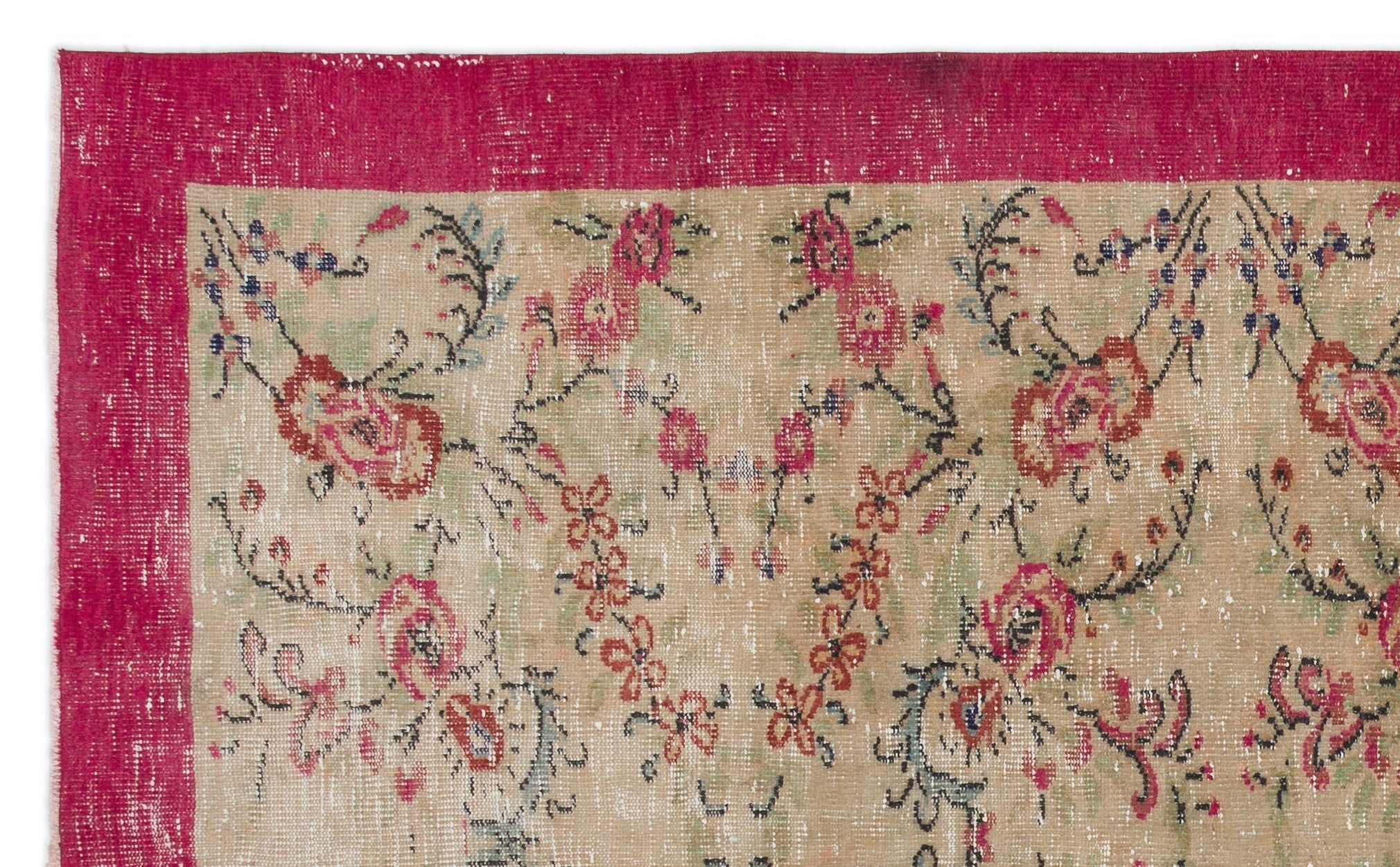 Atina Beige Vintage Wool Handmade Area Rug 5'9" x 9'3"