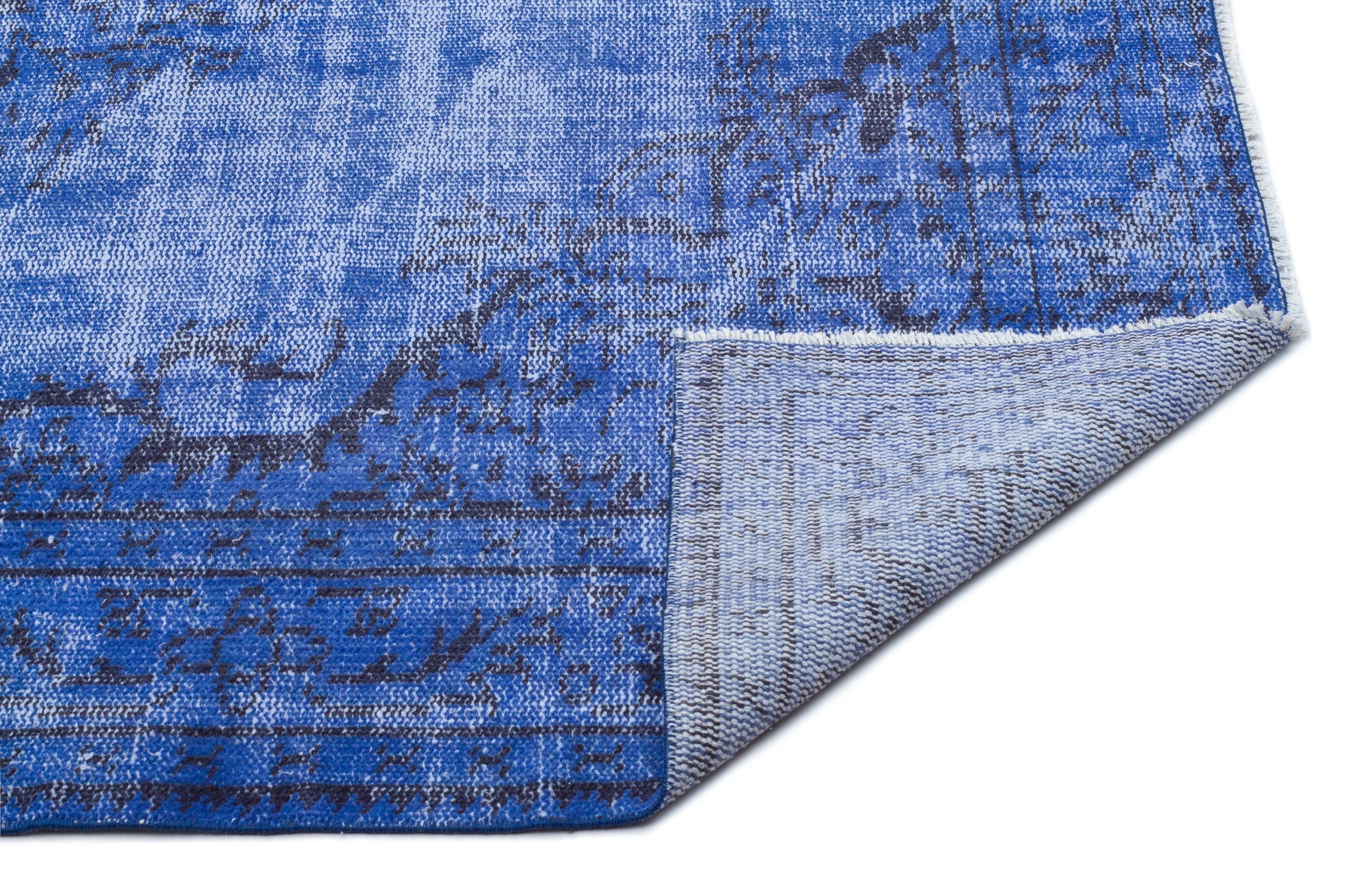 Atina Blue Vintage Wool Handmade Area Rug 5'4" x 8'10"