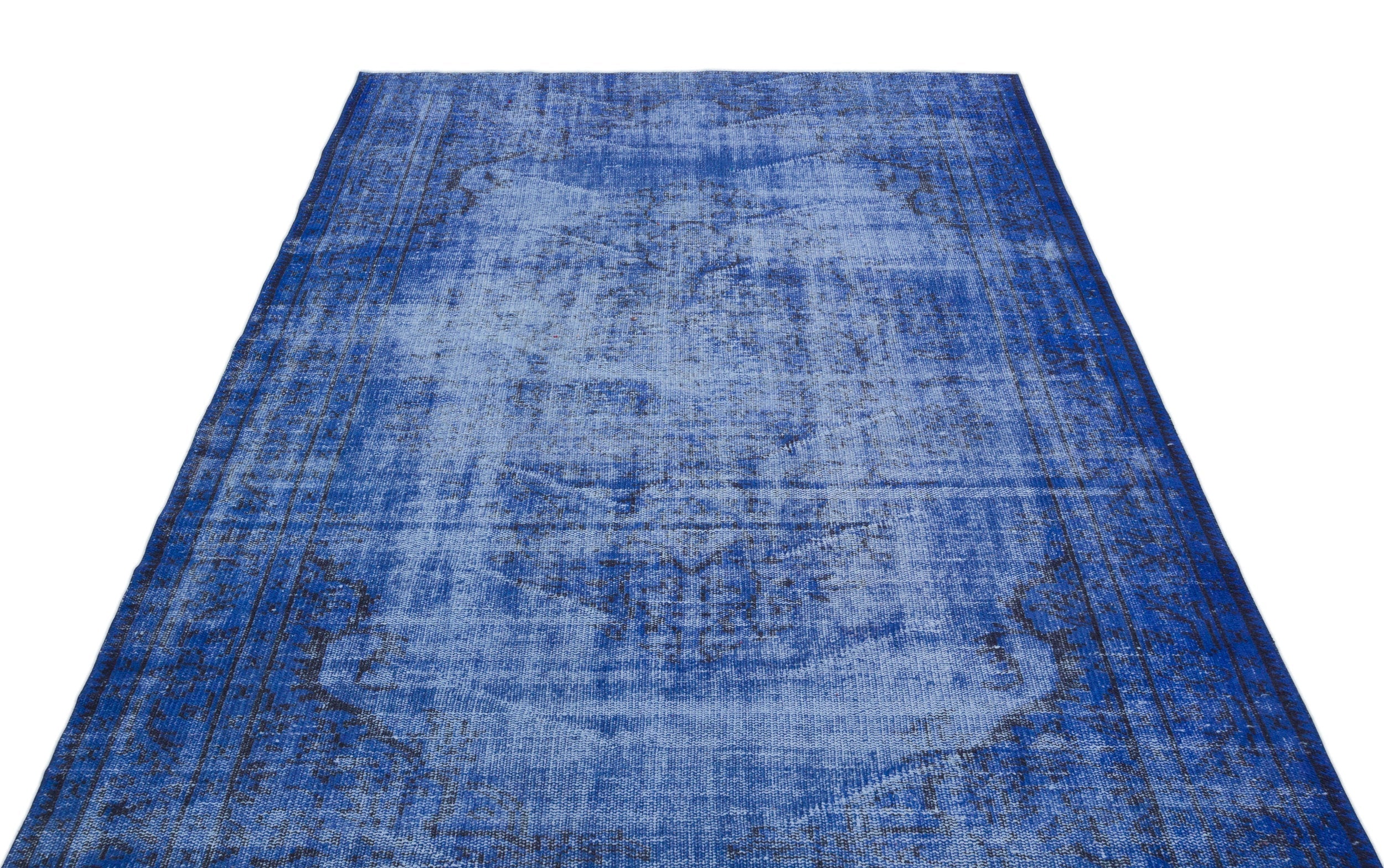 Atina Blue Vintage Wool Handmade Area Rug 5'4" x 8'10"