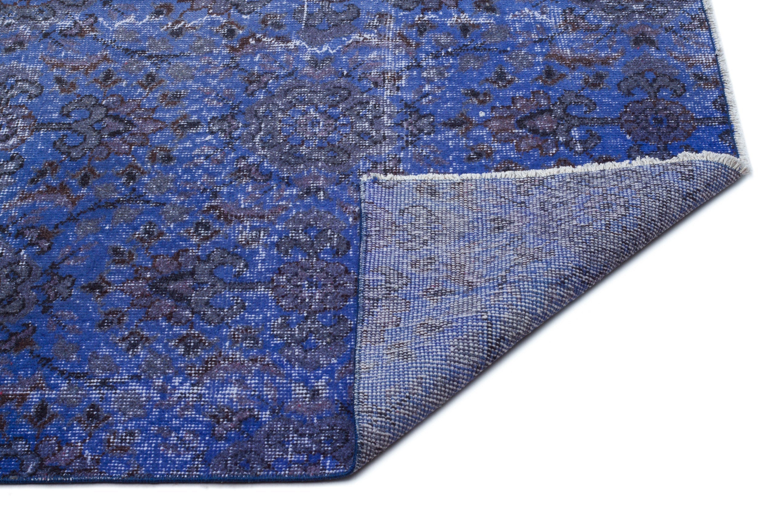 Atina Blue Vintage Wool Handmade Area Rug 6'10" x 9'7"