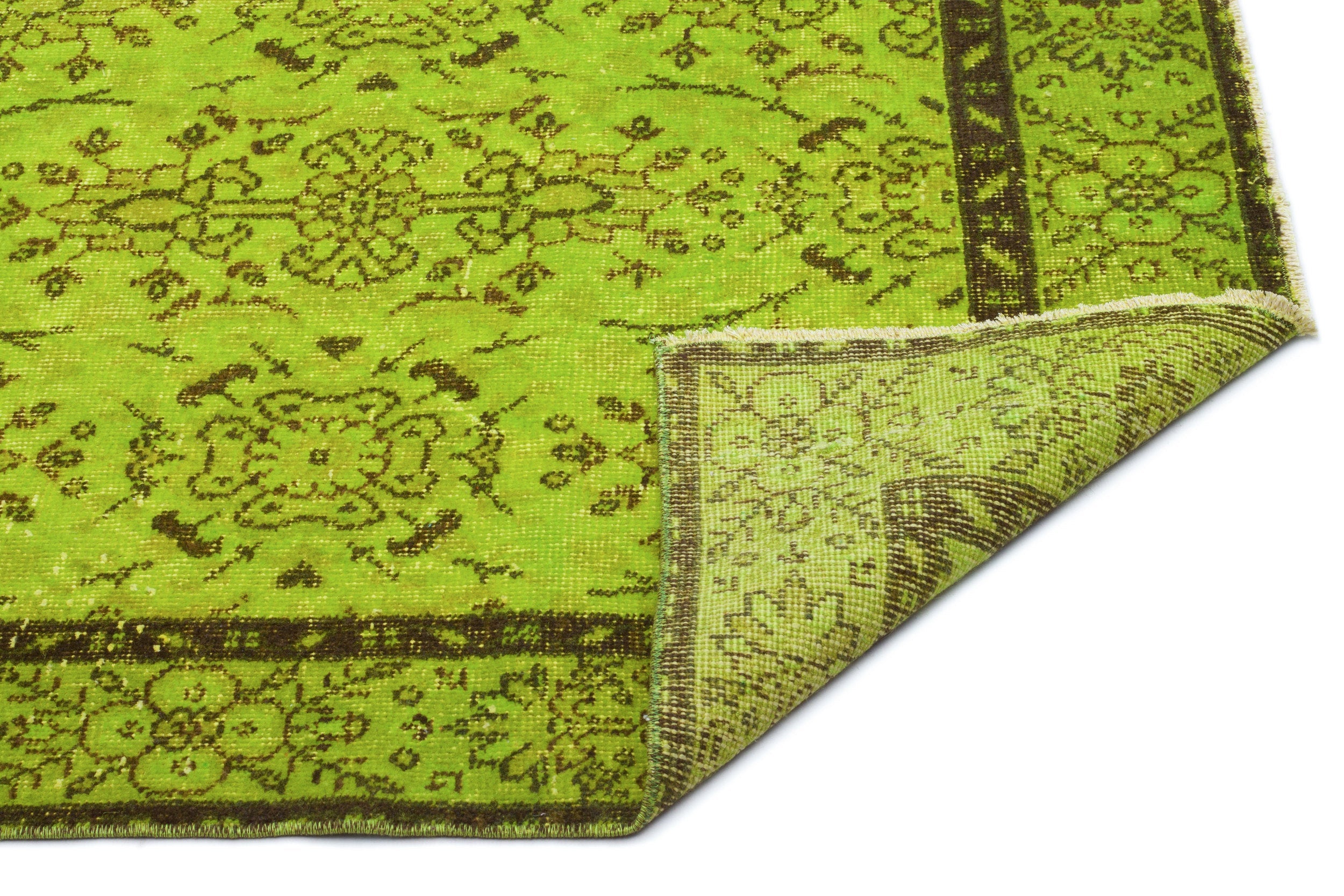 Atina Green Vintage Wool Handmade Area Rug 3'8" x 6'8"