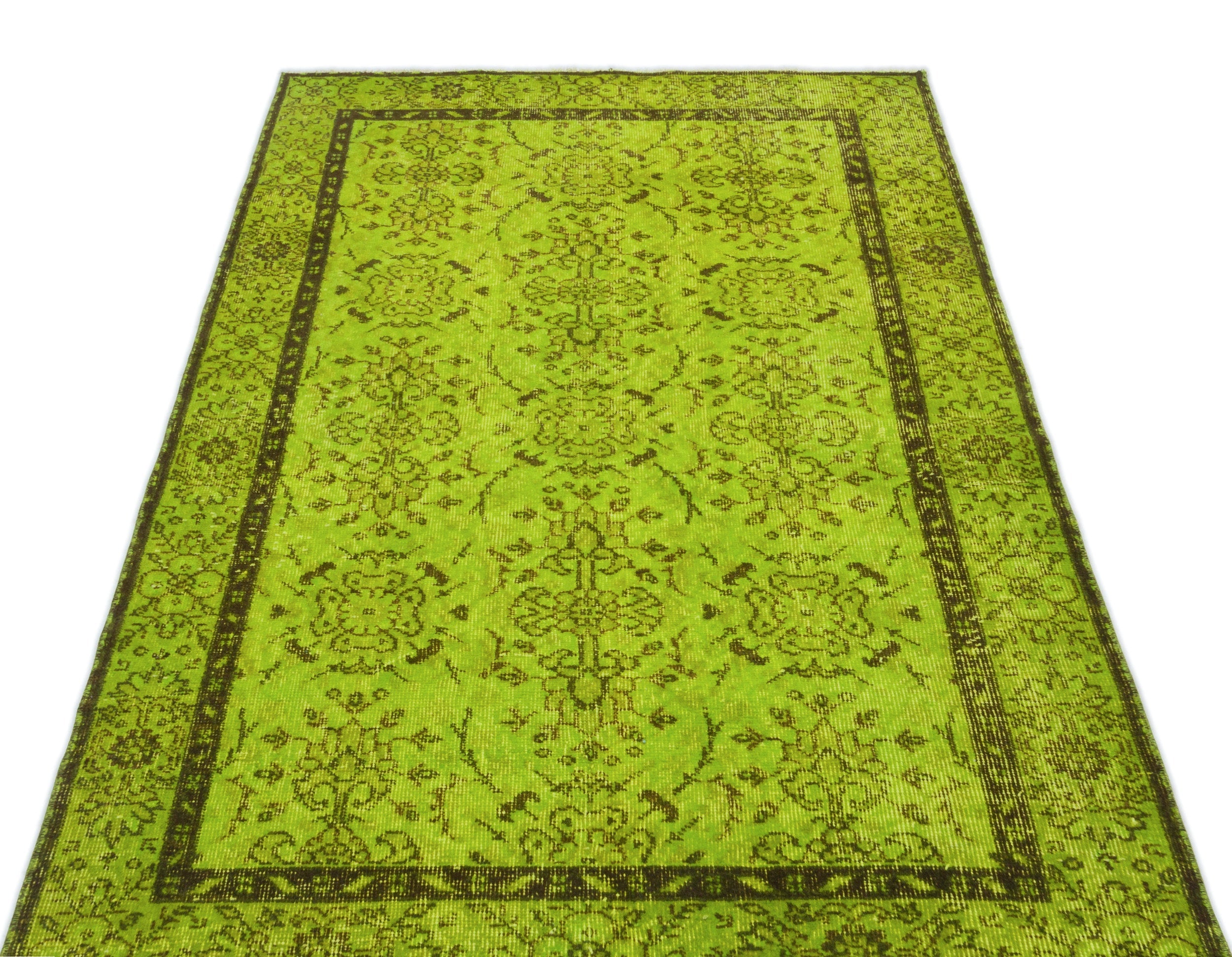 Atina Green Vintage Wool Handmade Area Rug 3'8" x 6'8"