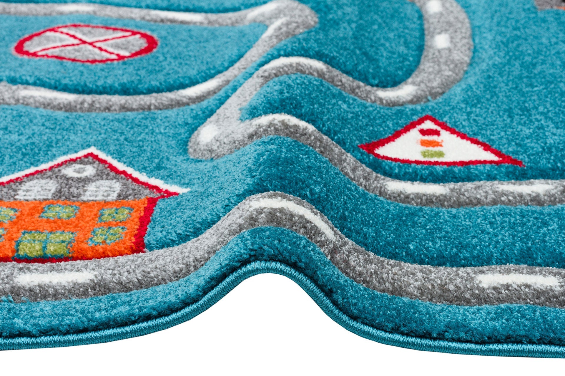 Kids Blue Rug – Soft Child Rug Flatweave Carpet | Anti Slip Playroom Floor Mat