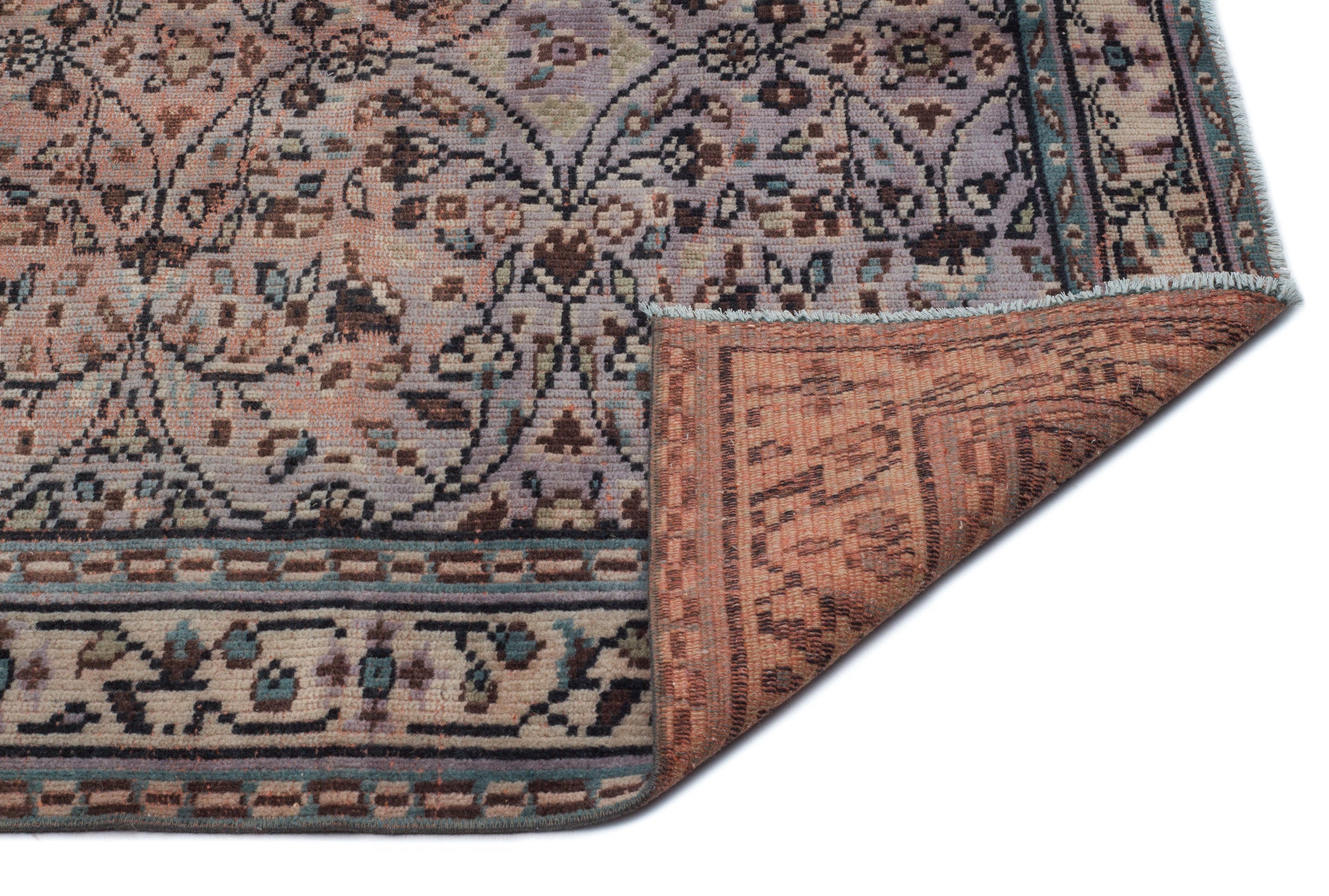 Atina Brown Vintage Wool Handmade Area Rug 4'8" x 7'7"