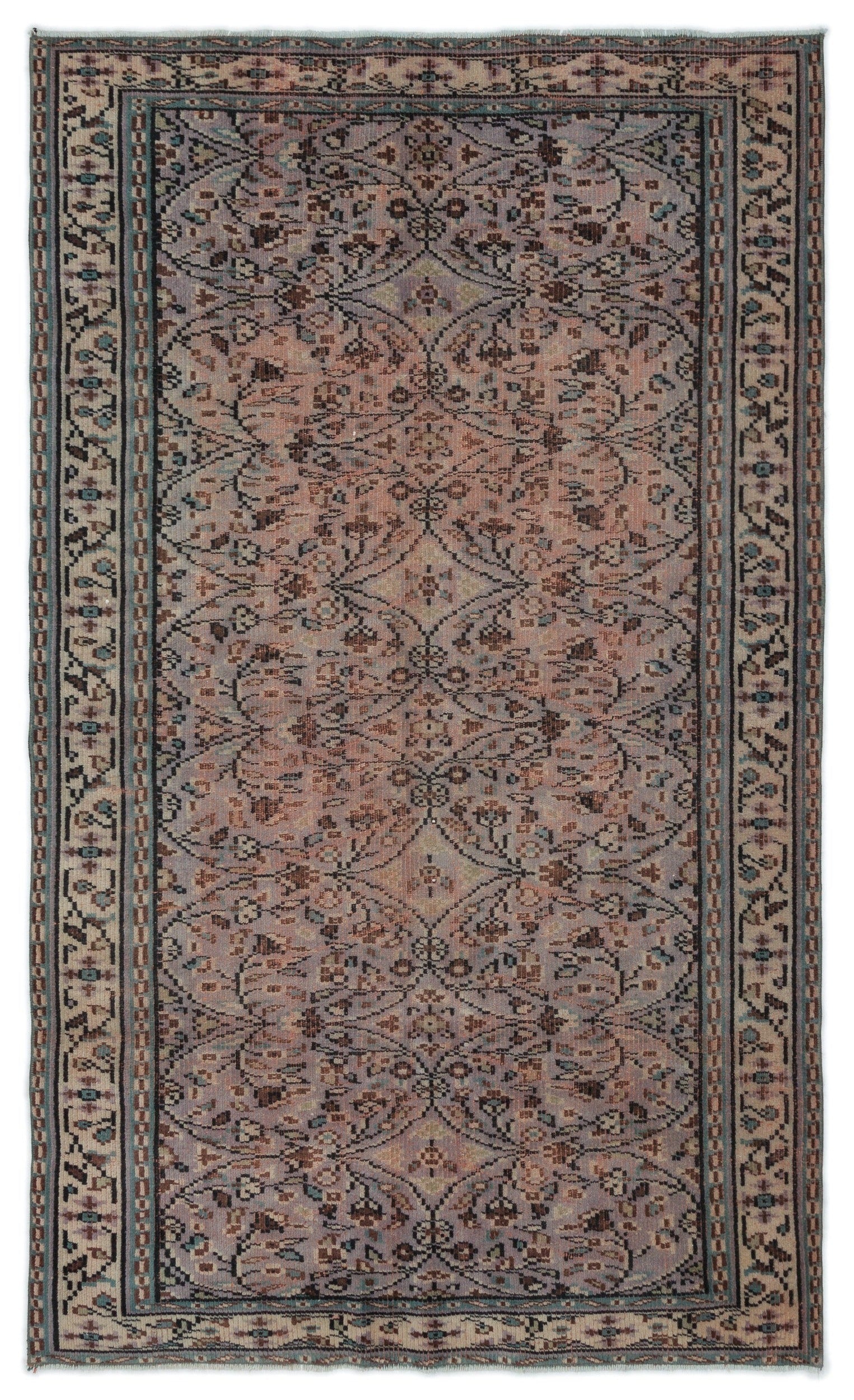 Atina Brown Vintage Wool Handmade Area Rug 4'8" x 7'7"