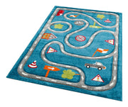 Kids Blue Rug – Soft Child Rug Flatweave Carpet | Anti Slip Playroom Floor Mat