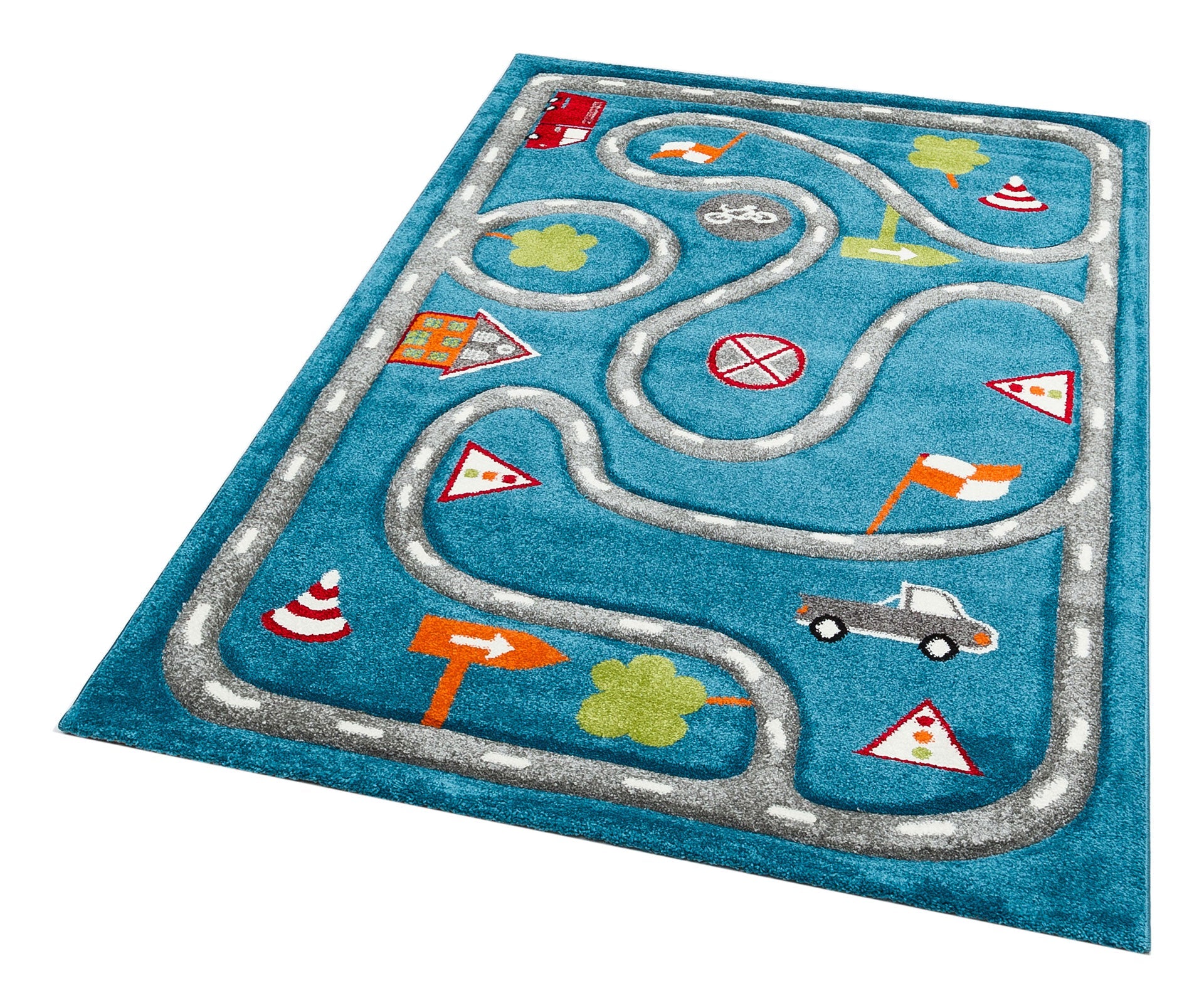 Kids Blue Rug – Soft Child Rug Flatweave Carpet | Anti Slip Playroom Floor Mat