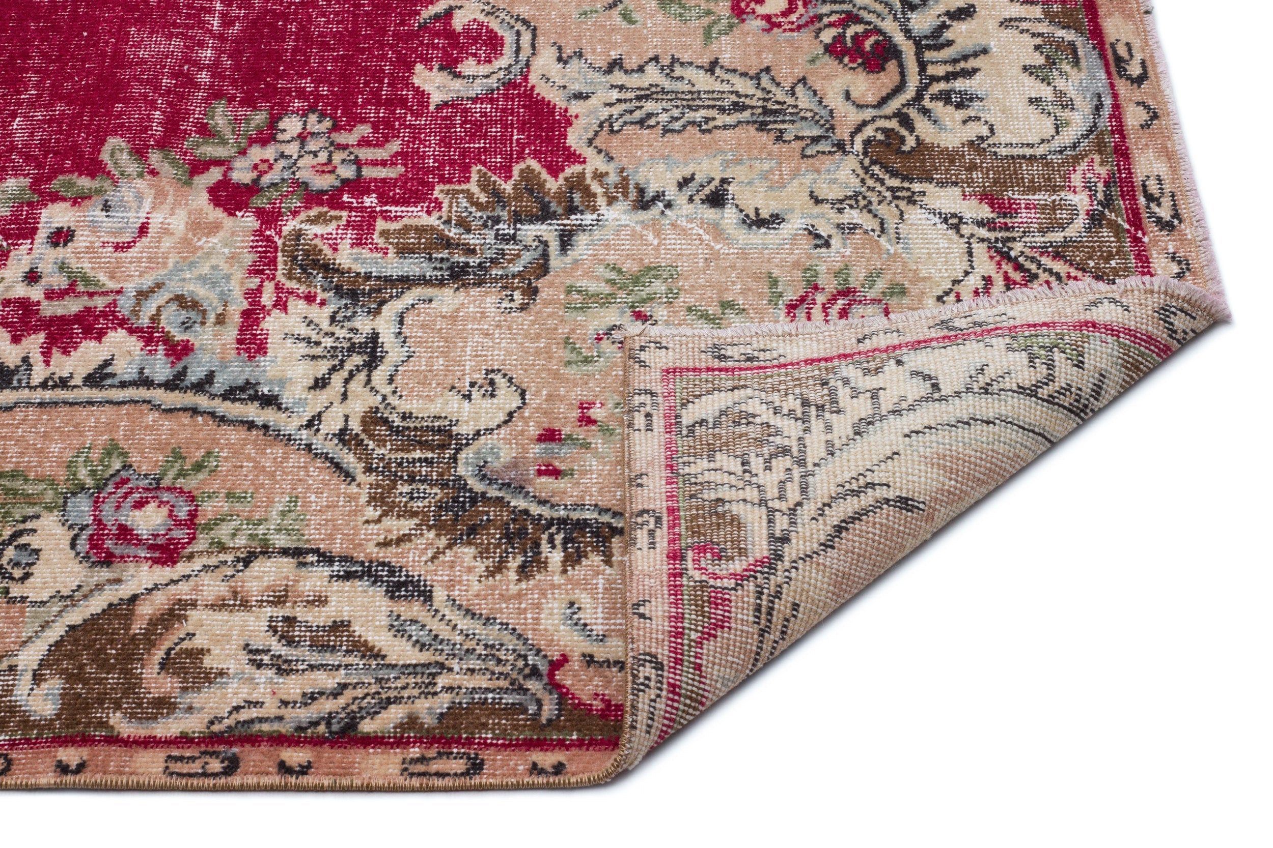 Atina Red Vintage Wool Handmade Area Rug 6'2" x 9'7"