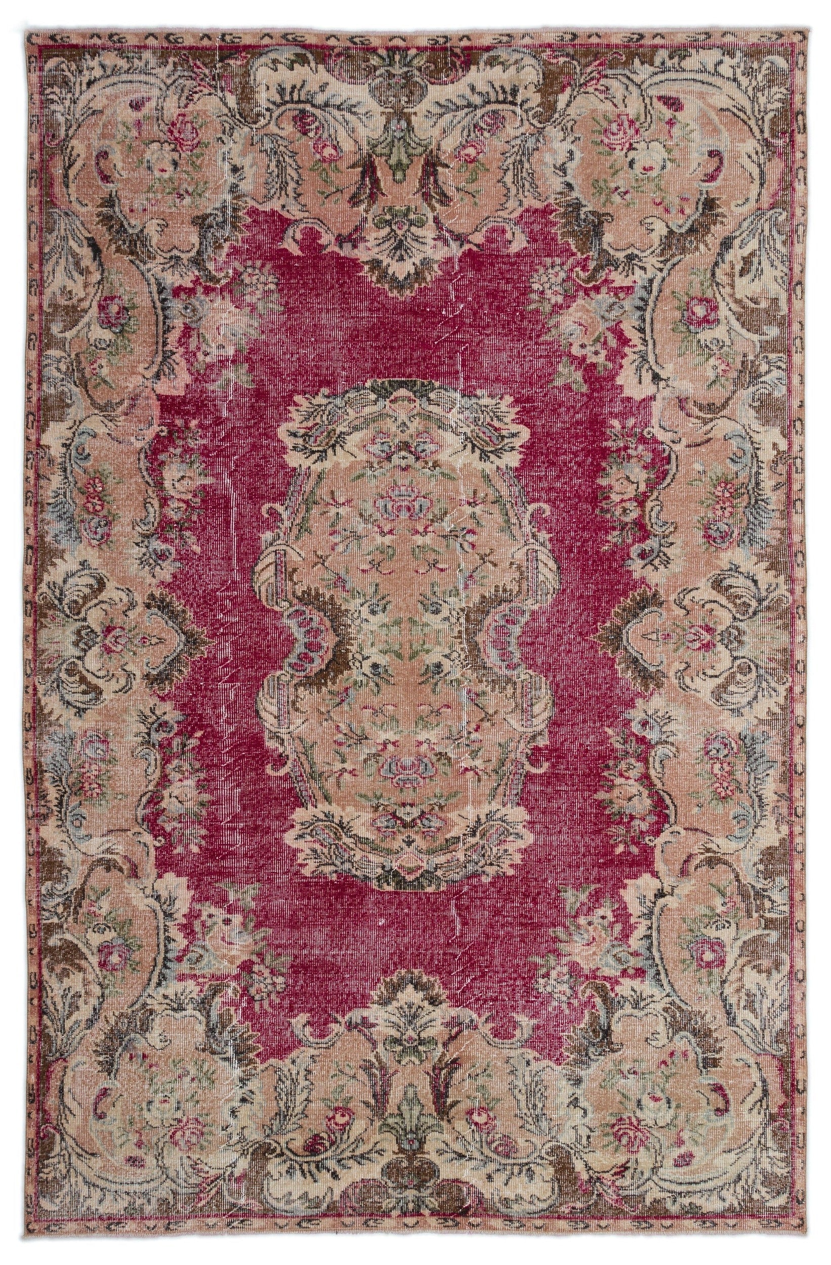 Atina Red Vintage Wool Handmade Area Rug 6'2" x 9'7"