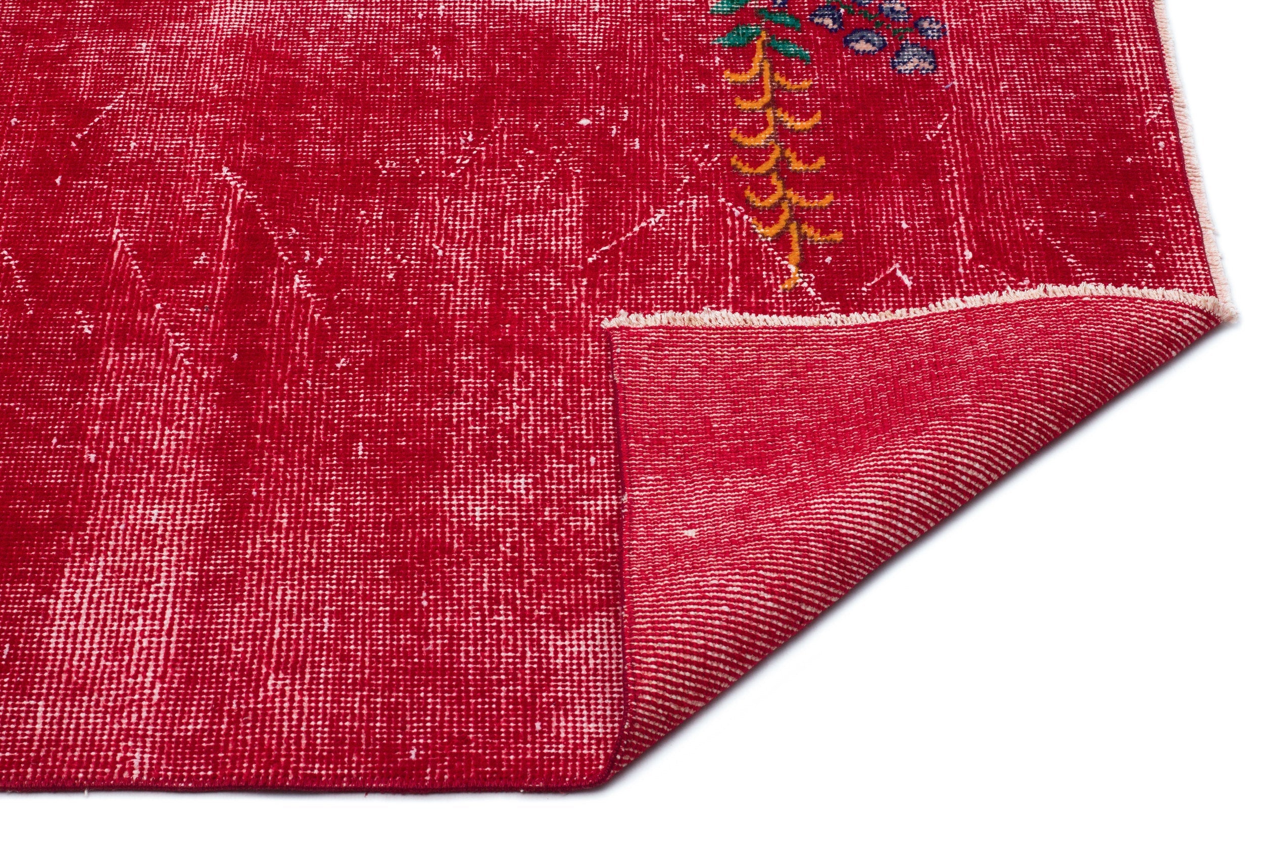 Atina Red Vintage Wool Handmade Area Rug 5'5" x 9'3"